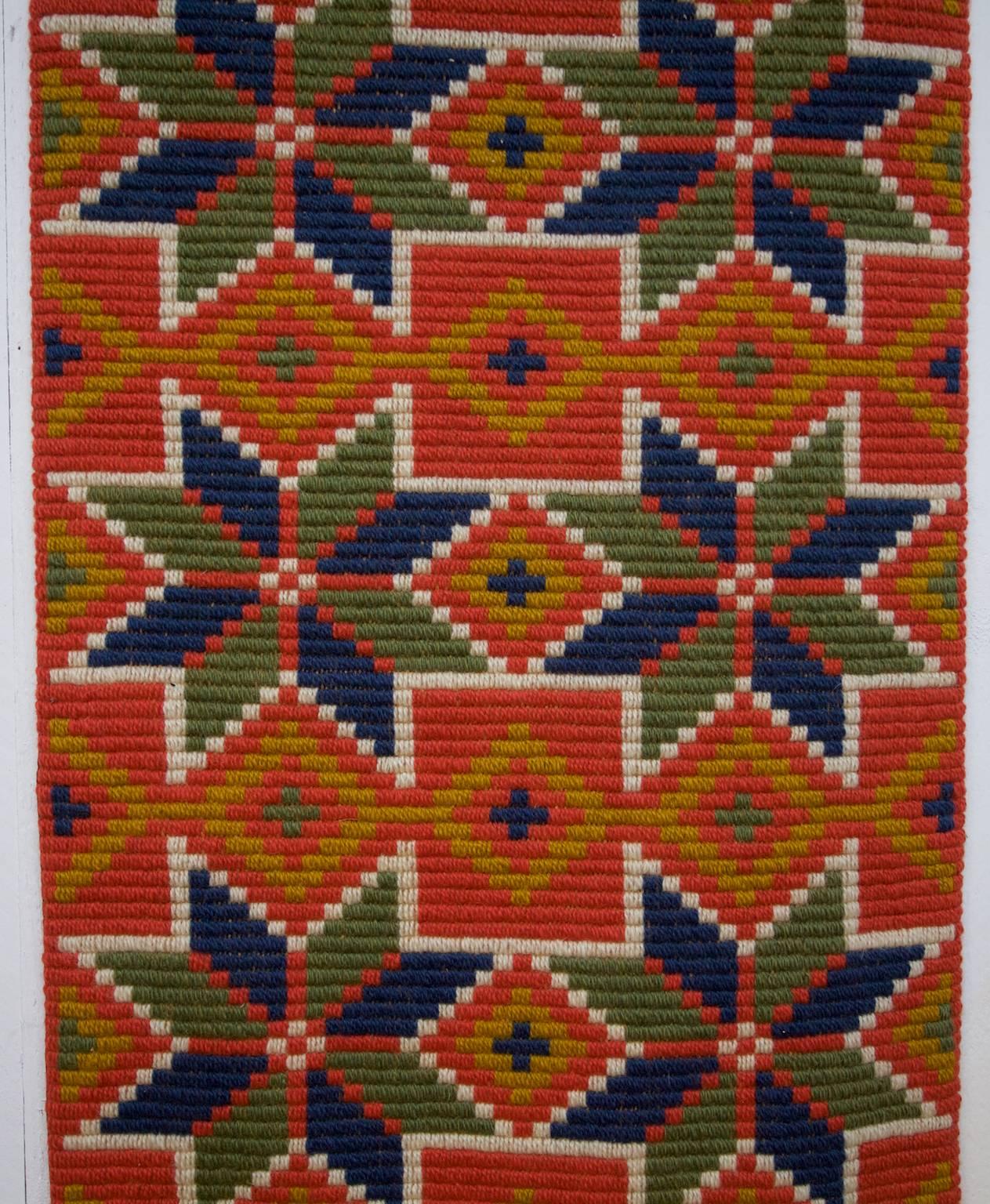 Hand-Woven  Traditional Large Handwoven Wool Wall Hanging from Skåne in South of Sweden   For Sale