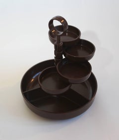 Fun Brown Dialene Better Maid 1970s Party Snack Server with Rotating Dishes