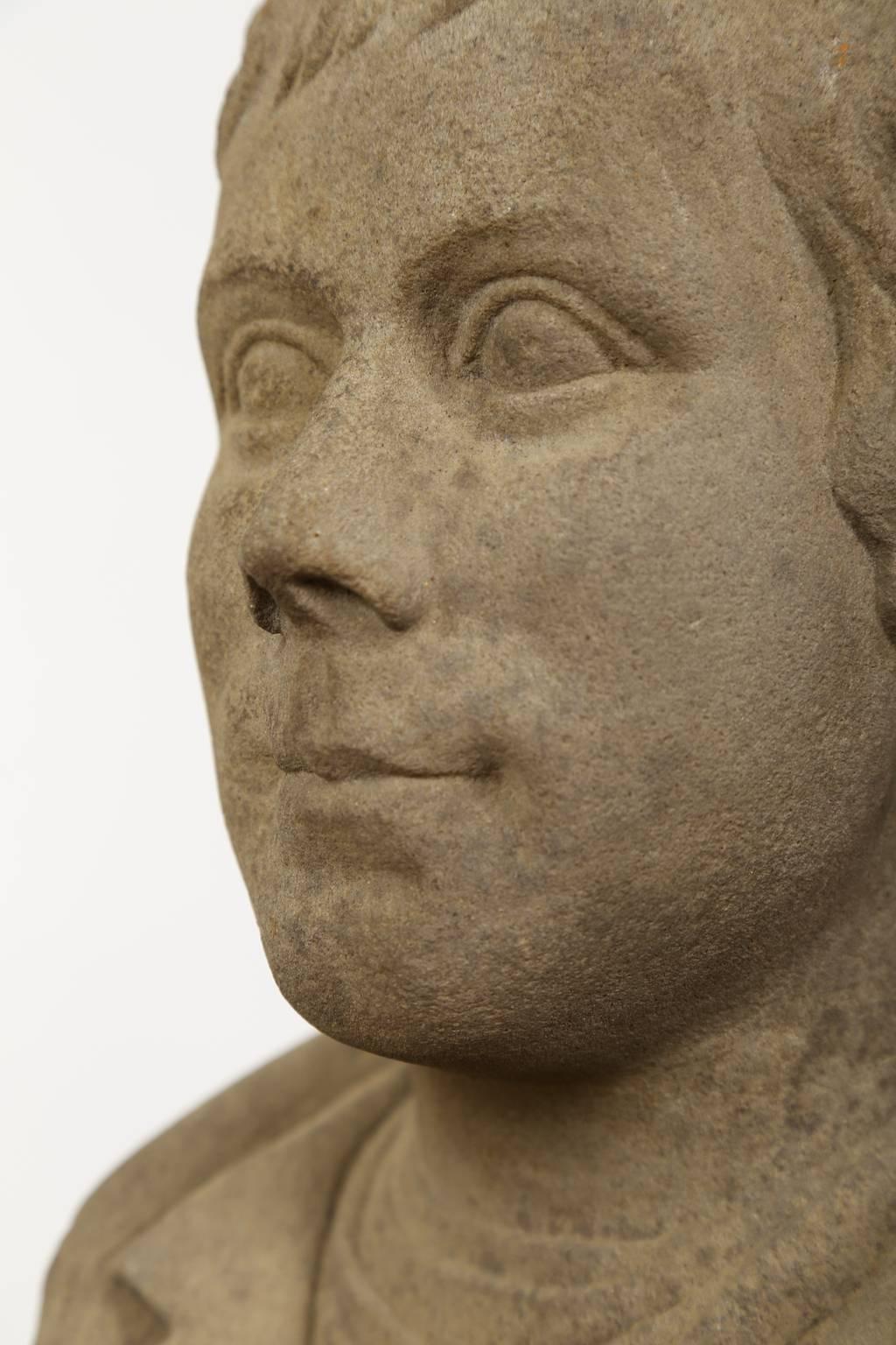 Early 19th Century Stone Bust of the Scottish Author Robert Burns, English, 19th Century For Sale