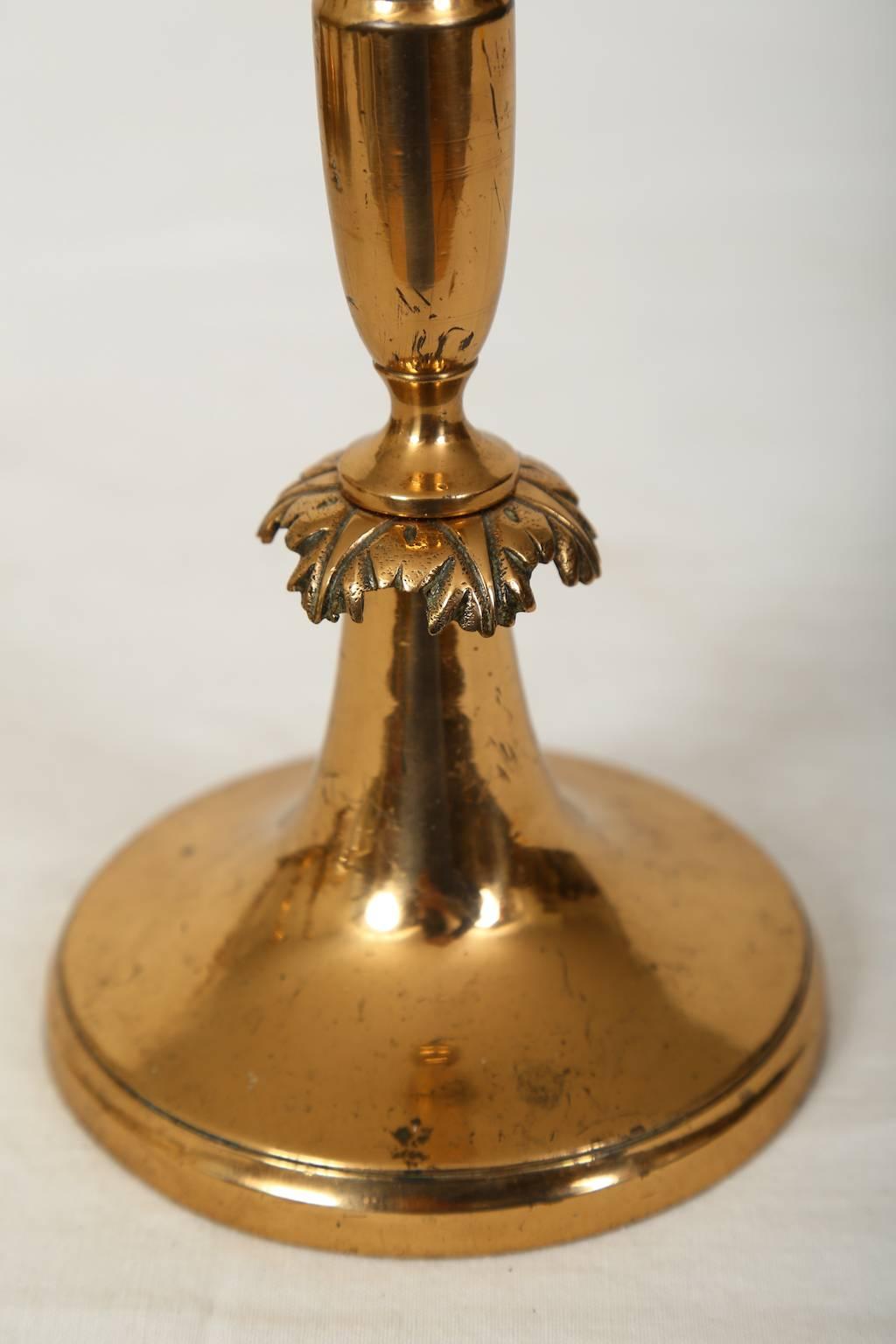 Set of Four Empire Brass Candle Holders, Sweden, circa 1830 For Sale 1