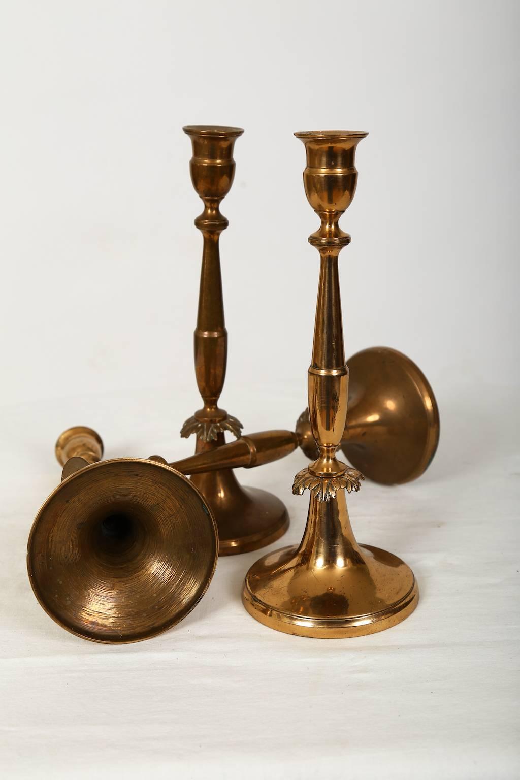 Set of Four Empire Brass Candle Holders, Sweden, circa 1830 For Sale 3