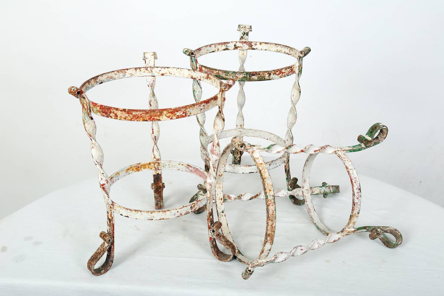 Set of Three Jardinieres or Cachepots Made of Wrought Iron, circa 1900, France For Sale 1