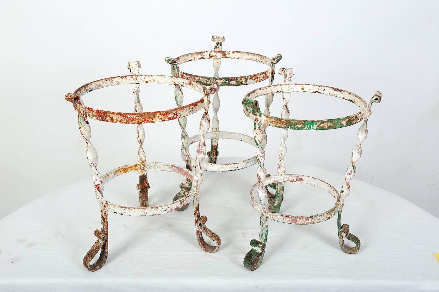 Set of Three Jardinieres or Cachepots Made of Wrought Iron, circa 1900, France For Sale 2