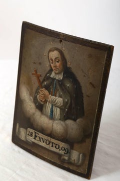 Ex Voto 1809, a Painting on Panel Depicting a High Cleric or Saint, Russian