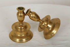 Pair of Swedish Baroque Brass Candle Holders, Marked "S 1774 BS"