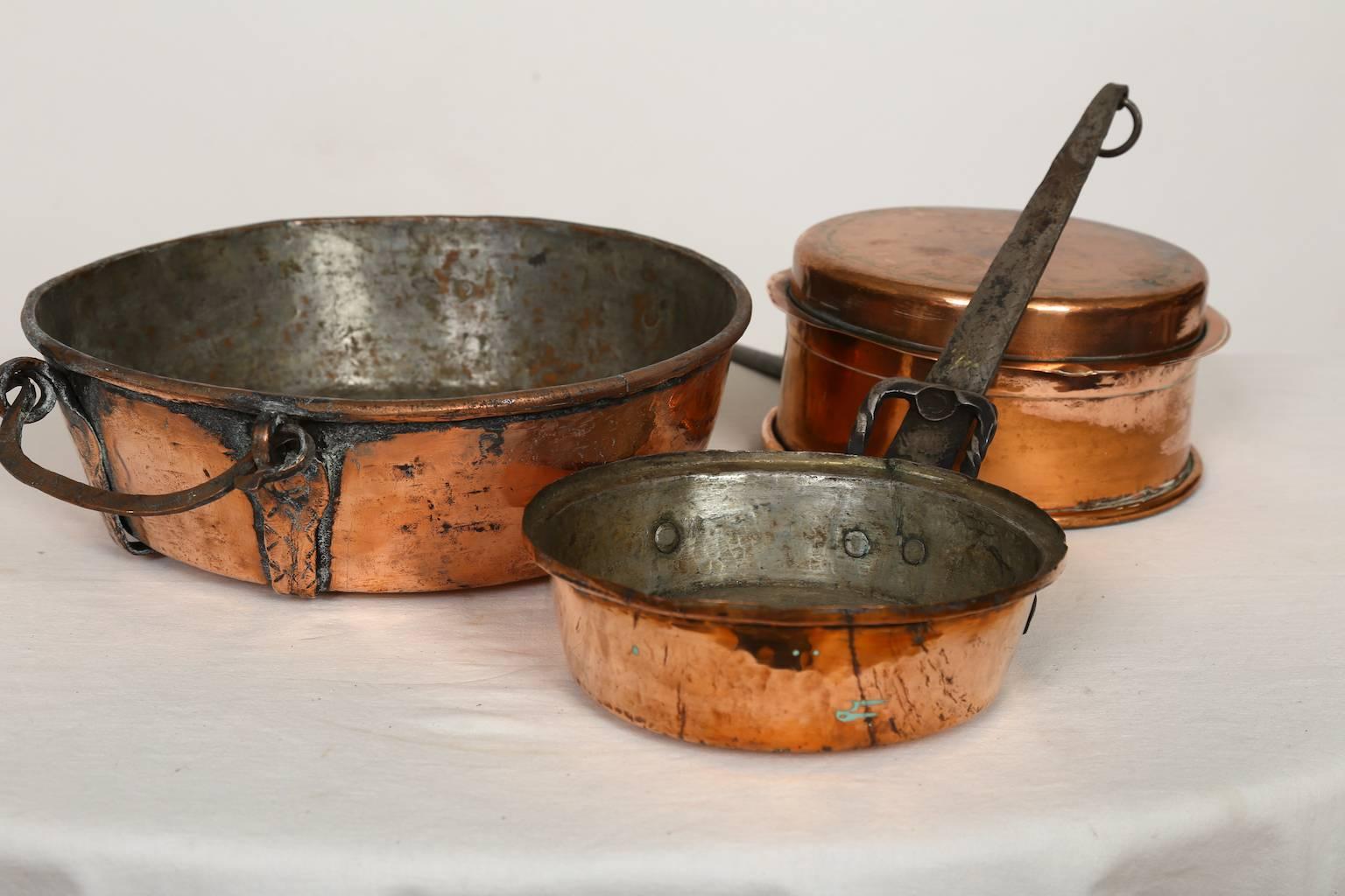 Set of Three Beautiful Copper Cooking Utilities, Scandinavia, circa 1800 For Sale 3