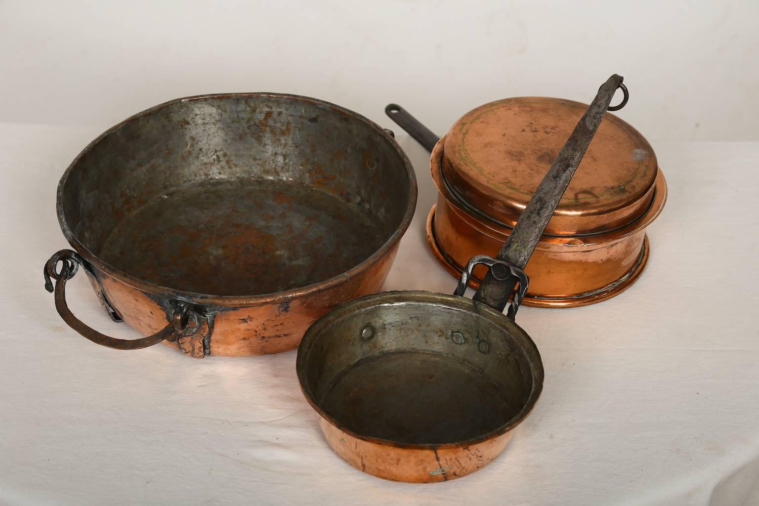 Set of Three Beautiful Copper Cooking Utilities, Scandinavia, circa 1800 For Sale 2