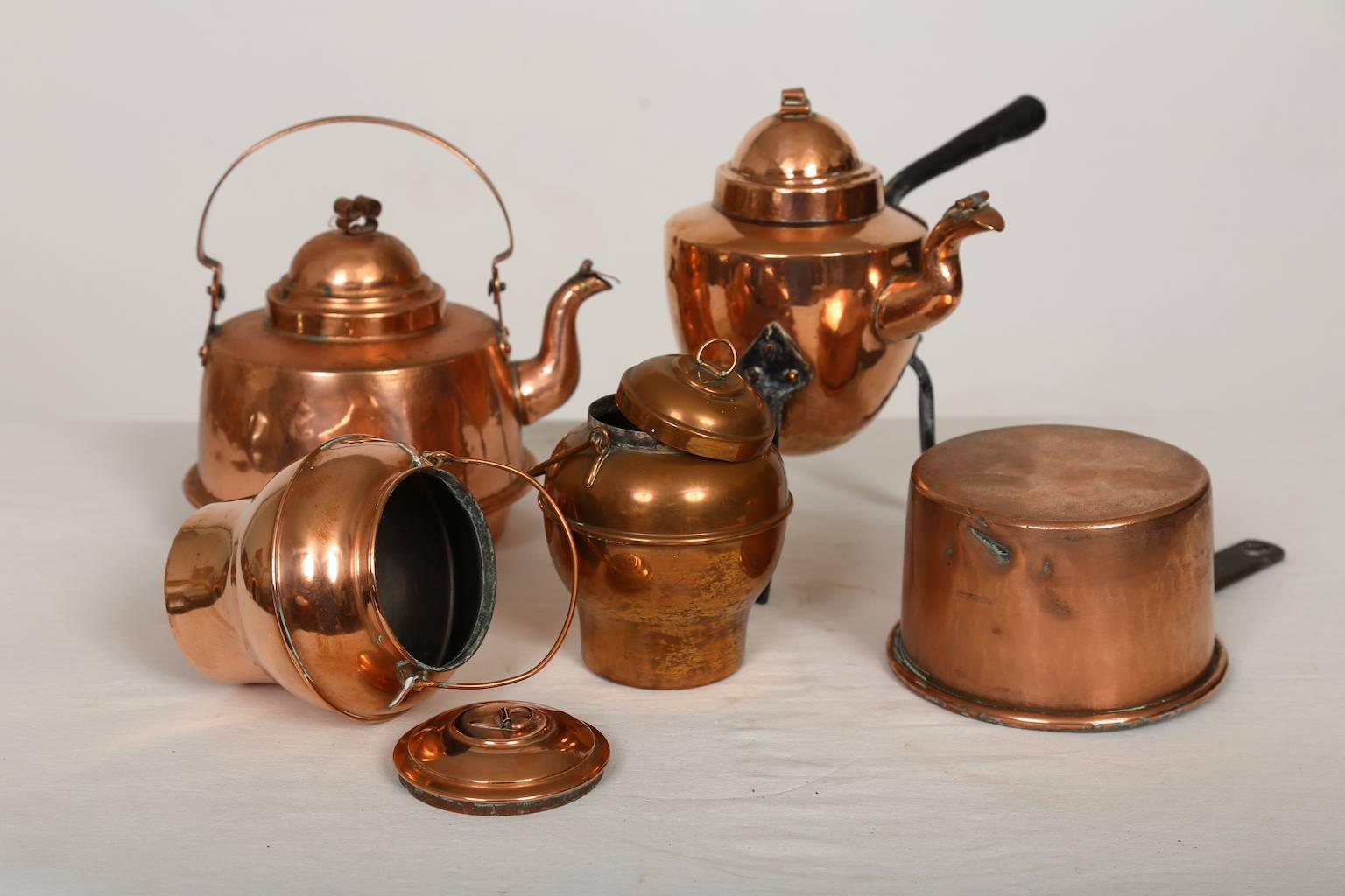 A Set of Two Beautiful Swedish Copper Coffee Pots and other items