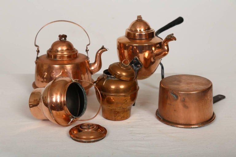 Set of Two Beautiful Swedish Copper Coffee Pots and Other Items For