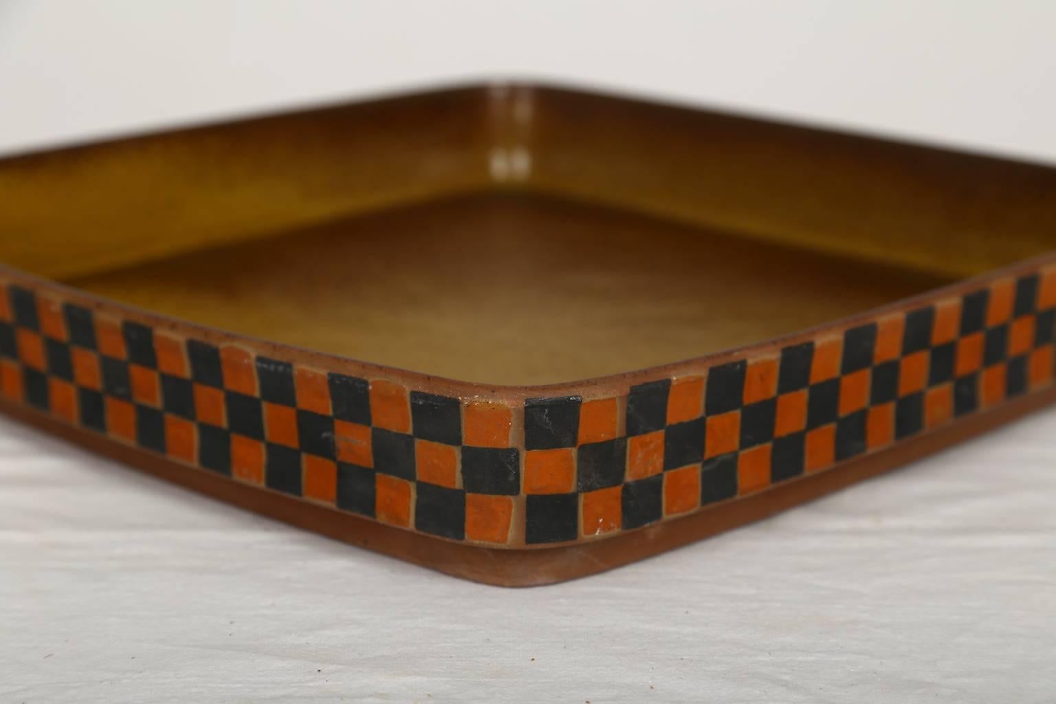 Large Square Shaped Ceramic Tray by Stig Lindberg, for Gustavsberg, Sweden For Sale 1