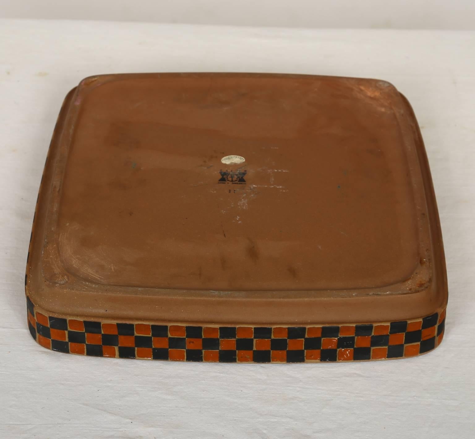 Large Square Shaped Ceramic Tray by Stig Lindberg, for Gustavsberg, Sweden For Sale 4