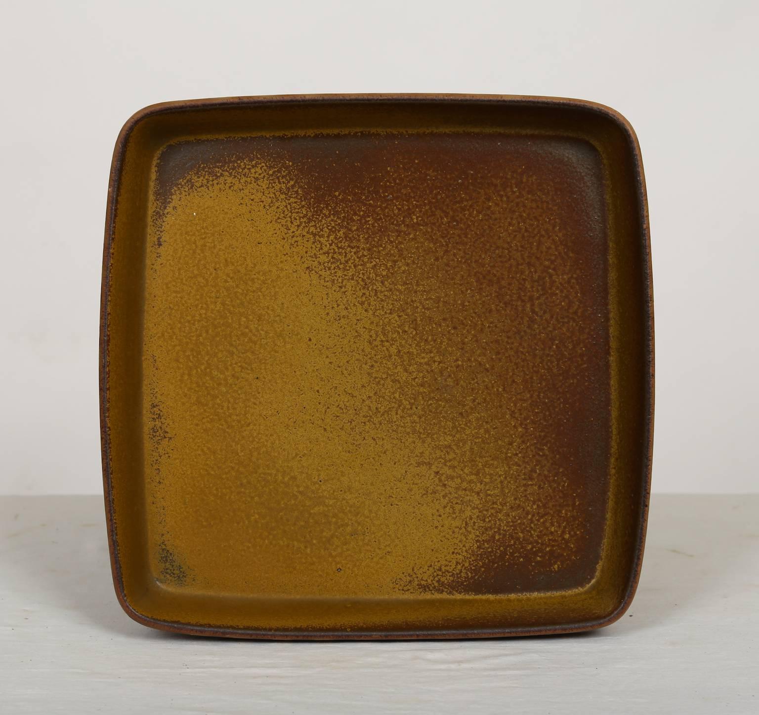 Large Square Shaped Ceramic Tray by Stig Lindberg, for Gustavsberg, Sweden In Good Condition For Sale In Malmo, SE