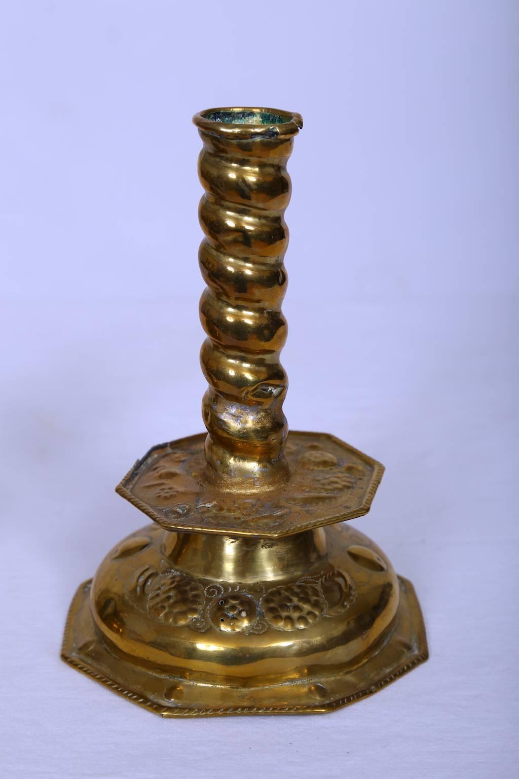 Baroque Brass Candle Sticks, Swedish, 18th Century For Sale 2