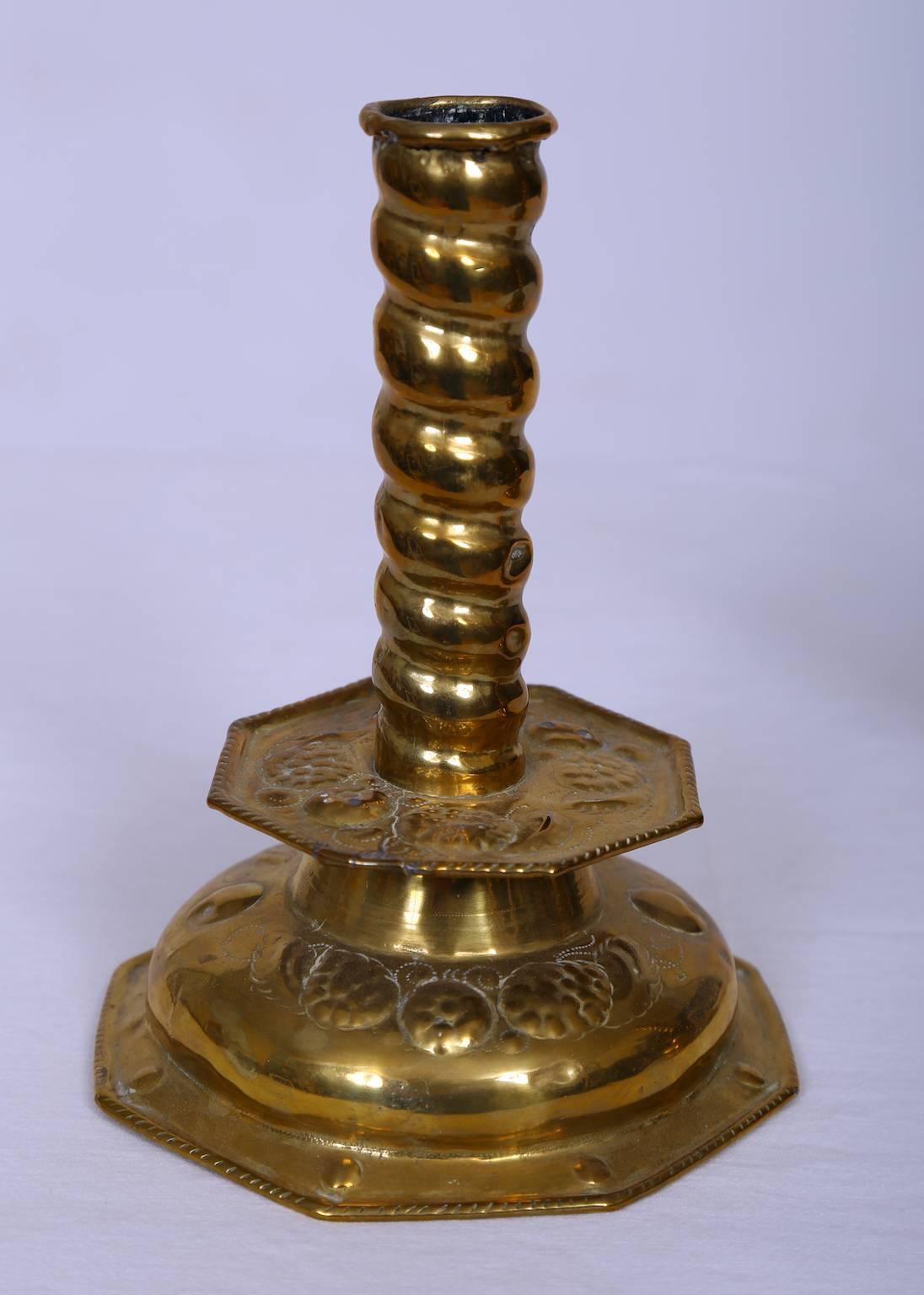 Baroque Brass Candle Sticks, Swedish, 18th Century For Sale 3