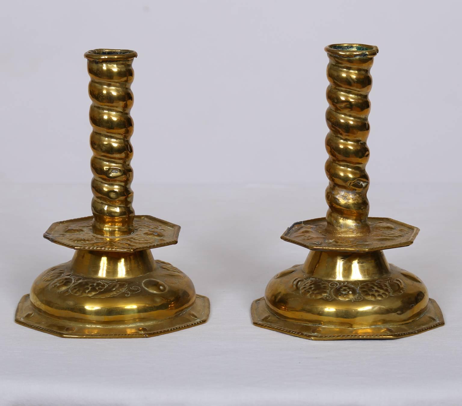 Baroque Brass Candle Sticks, Swedish, 18th Century For Sale 5