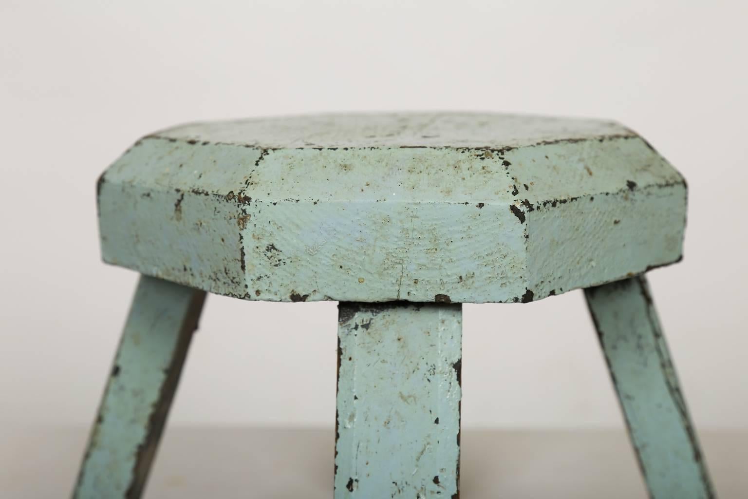 Folk Art Swedish Robust Milking Stool from the 19th Century For Sale