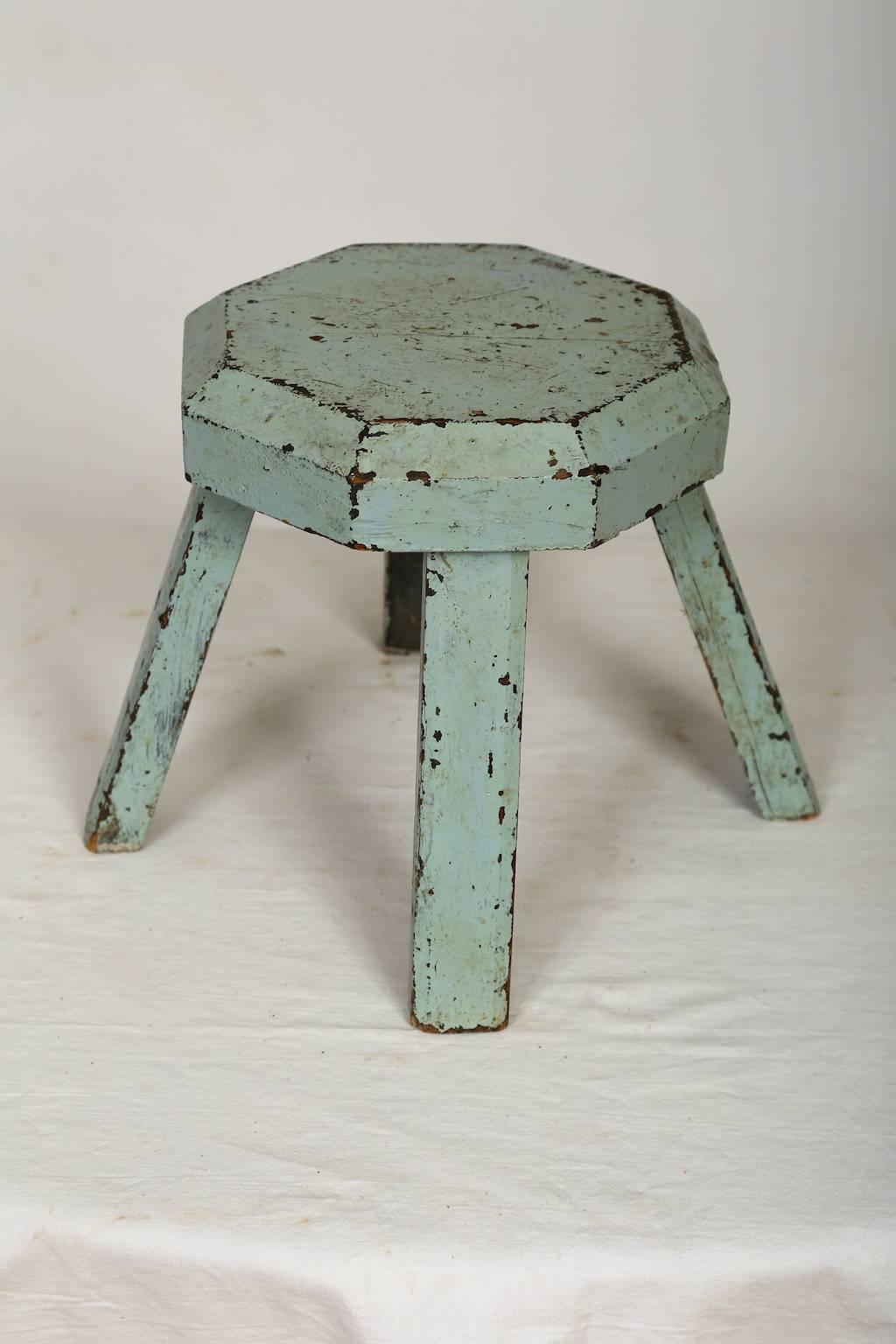 This is a small charming and very robust milking stool. Probably made locally on the farm where it was used. Most likely made of pine. The stool have a very nice and lovely patina from being used in the everyday work at the farm.