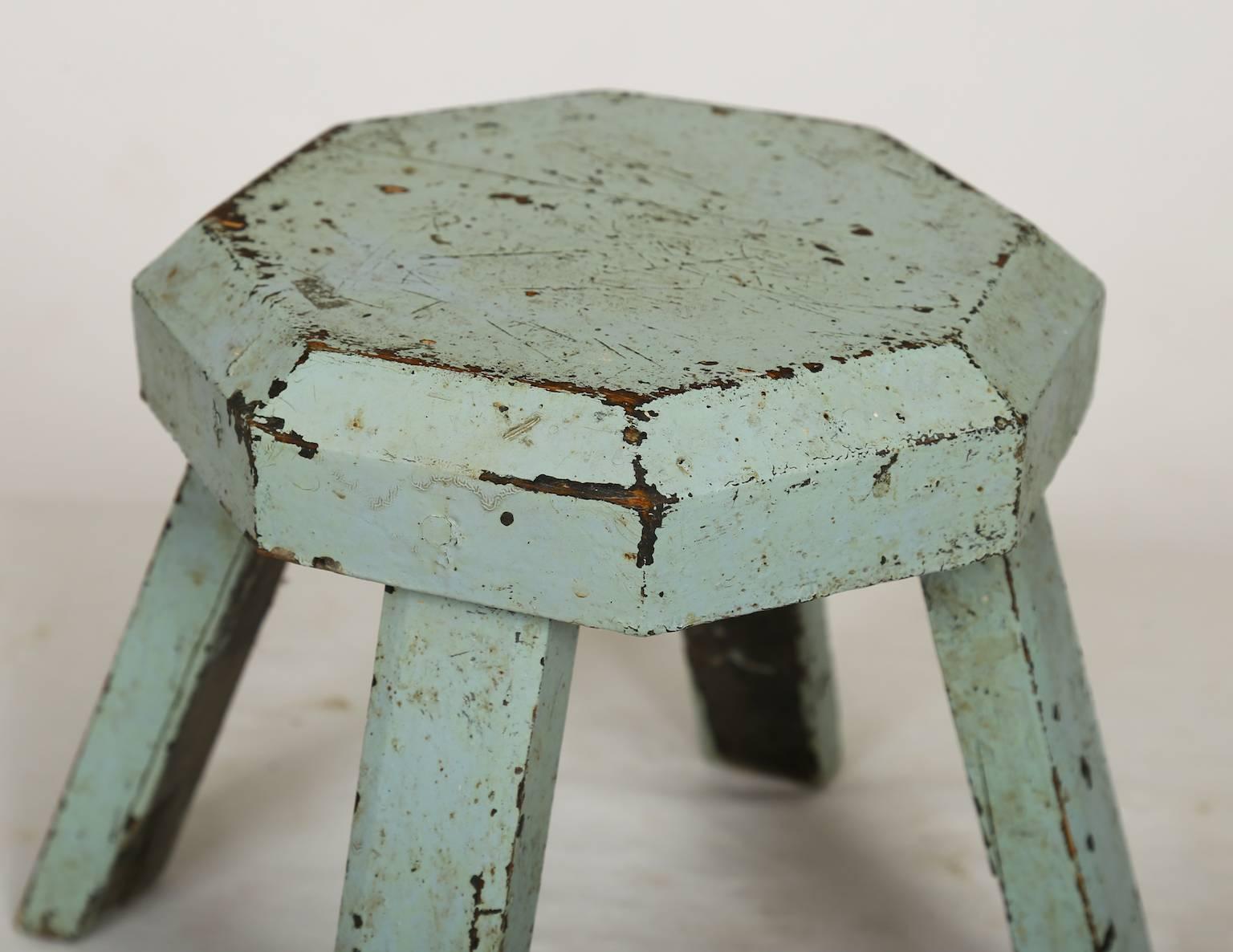 Hand-Painted Swedish Robust Milking Stool from the 19th Century For Sale