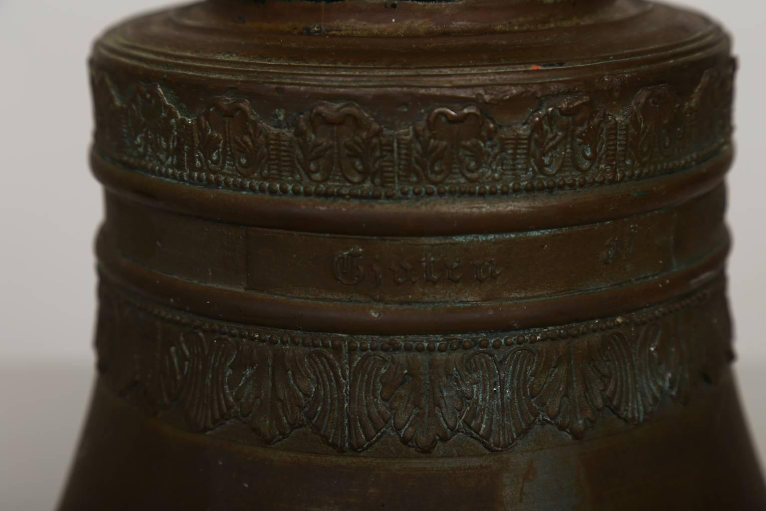 Neoclassical Brass Farm Bell, Late 19th Century, Cast by C. A. Norling, Jönköping, Sweden For Sale