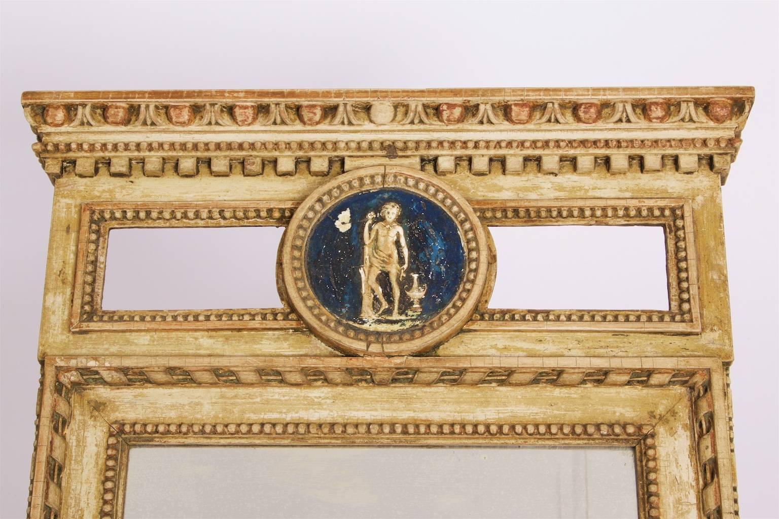 Mirror, giltwood and paint. Late Gustavian, circa 1820. Attributed to Lago Lundén.