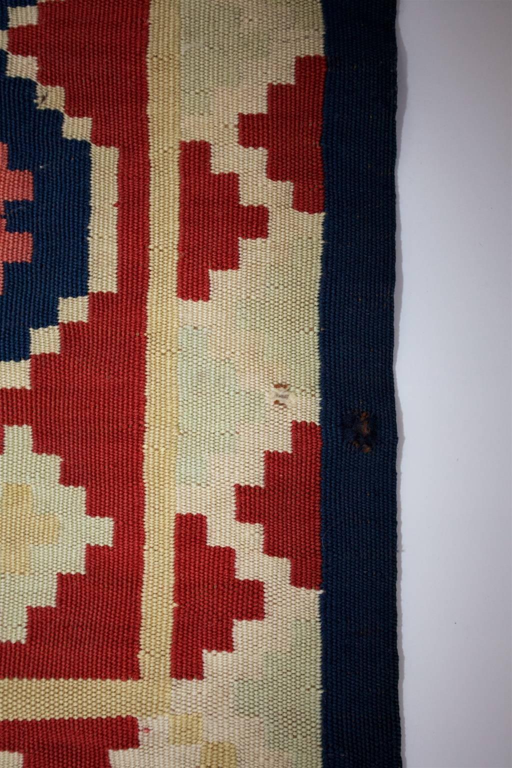 Wool Swedish Seat or Pillow Cover 19th-20th Century, Röllakan Technique For Sale