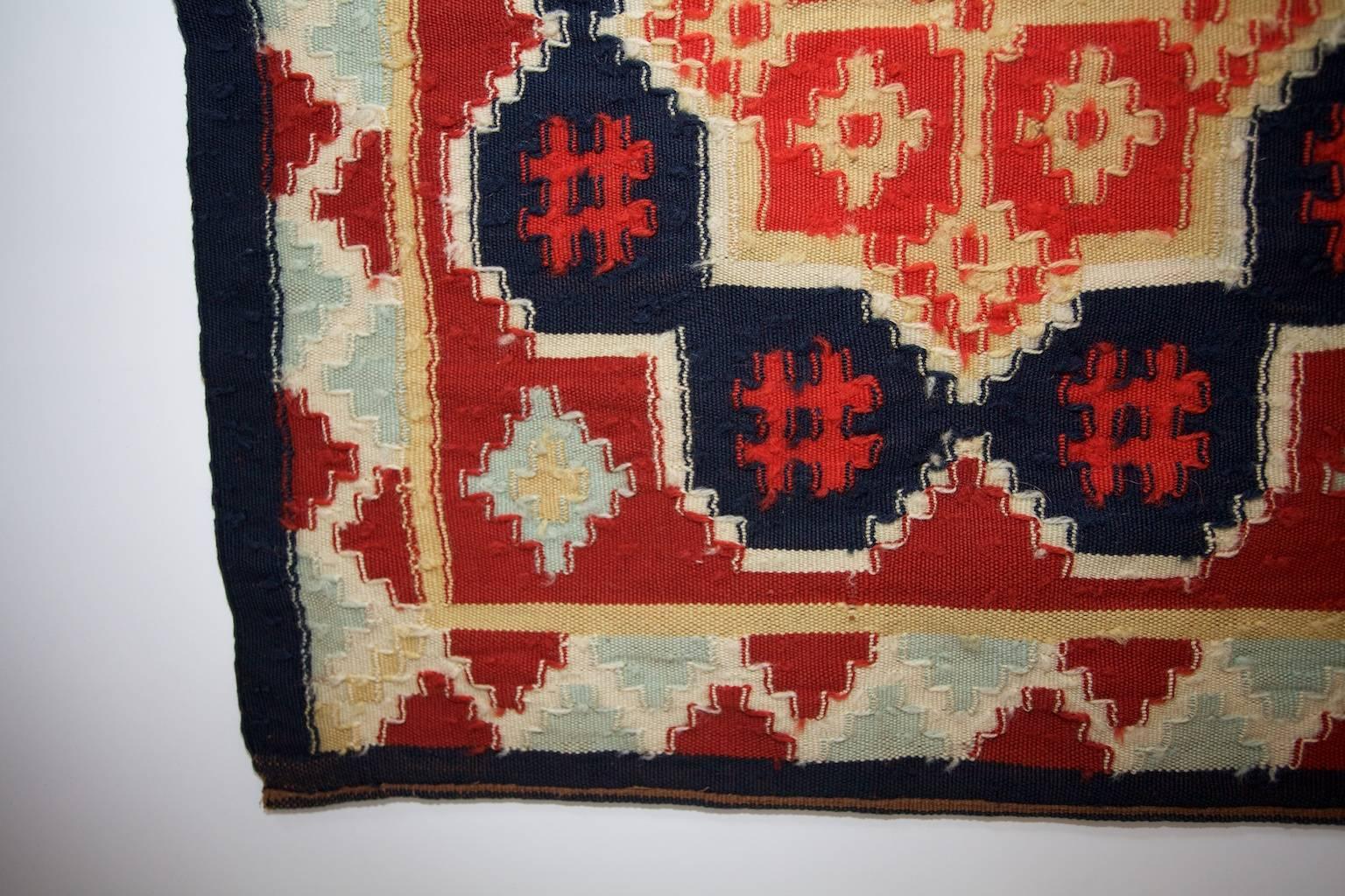 Swedish Seat or Pillow Cover 19th-20th Century, Röllakan Technique For Sale 3