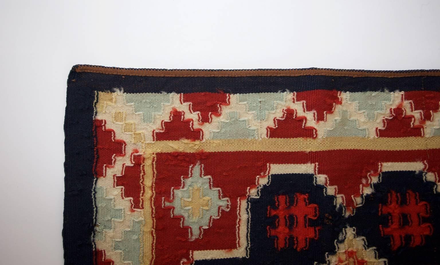 Swedish Seat or Pillow Cover 19th-20th Century, Röllakan Technique For Sale 4