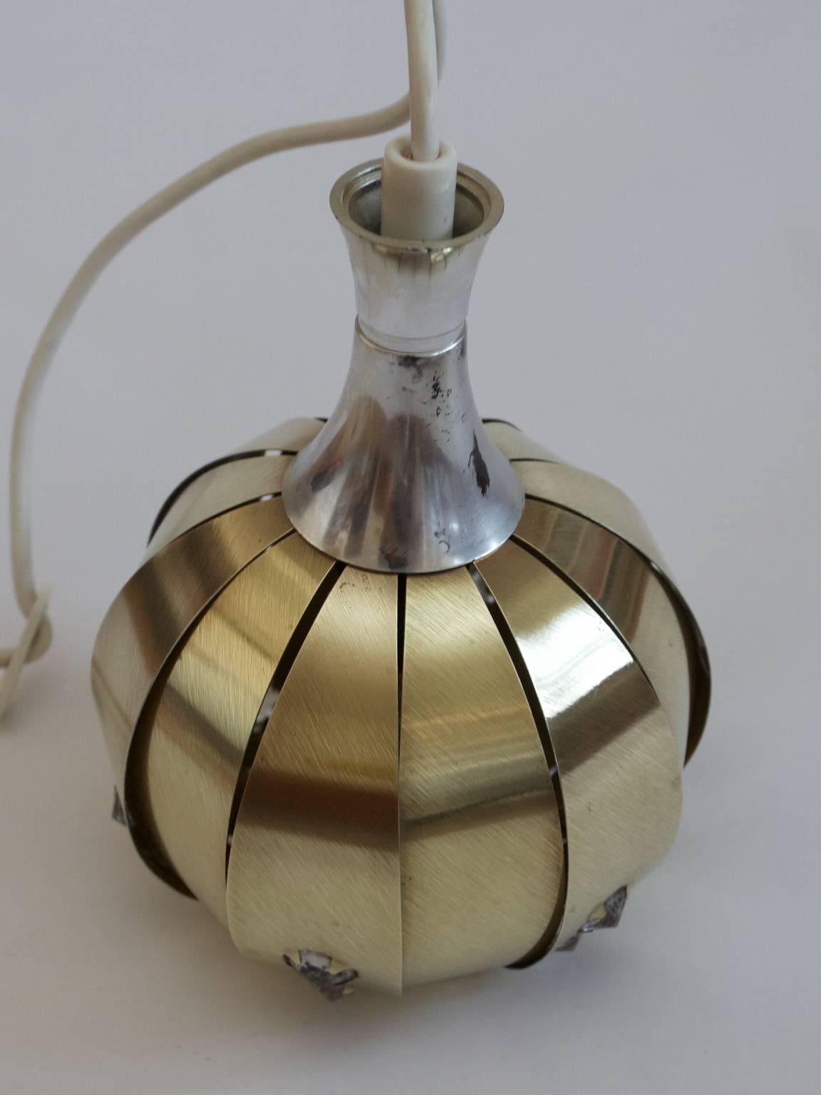 Small Brass Pendant with Prisms by Werner Schou 1970s, Coronell Elektro, Denmark For Sale 1