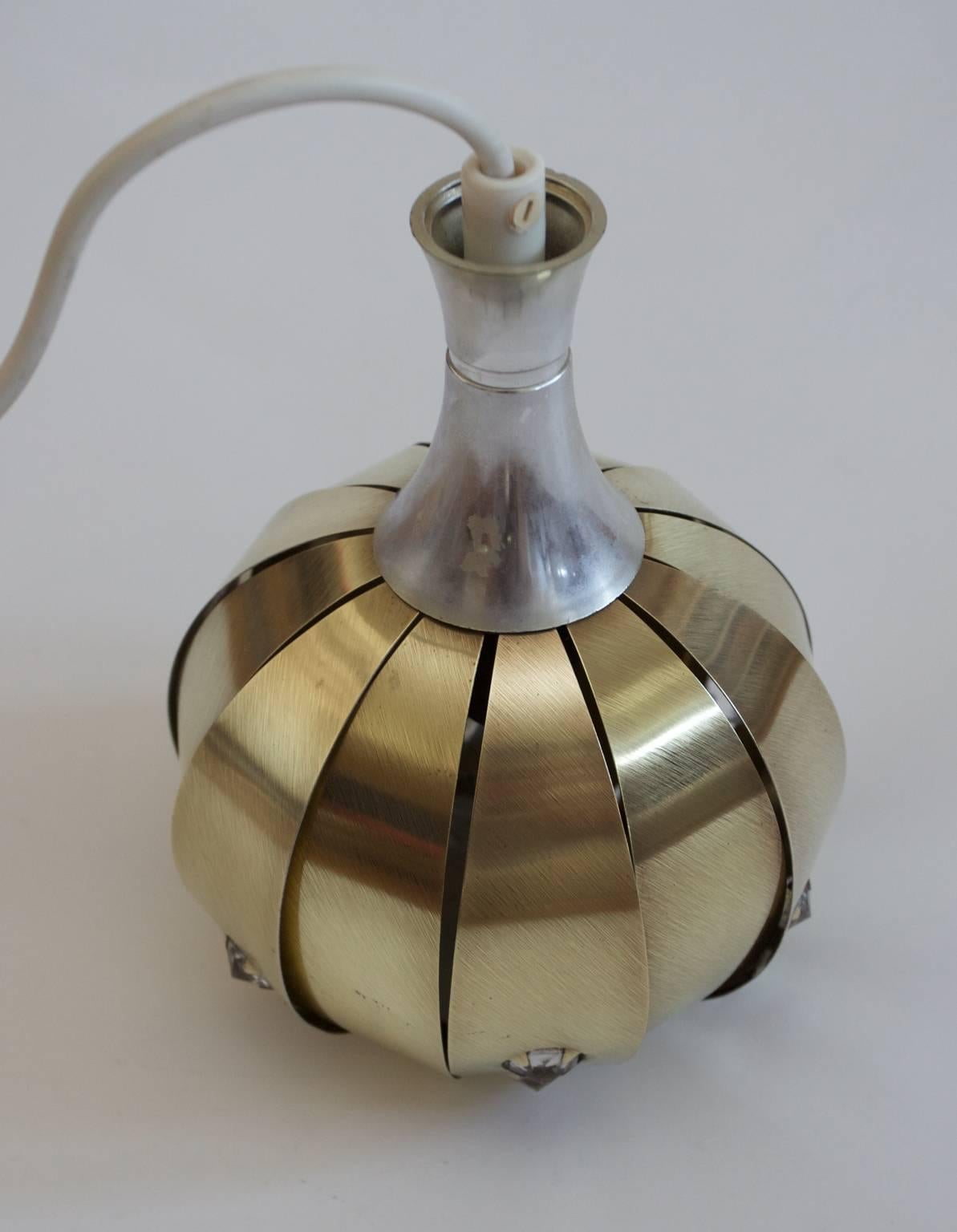 Small Brass Pendant with Prisms by Werner Schou 1970s, Coronell Elektro, Denmark For Sale 2