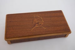 Beautiful Small Casket with an Archer in Wooden Inlay Sweden 1950s