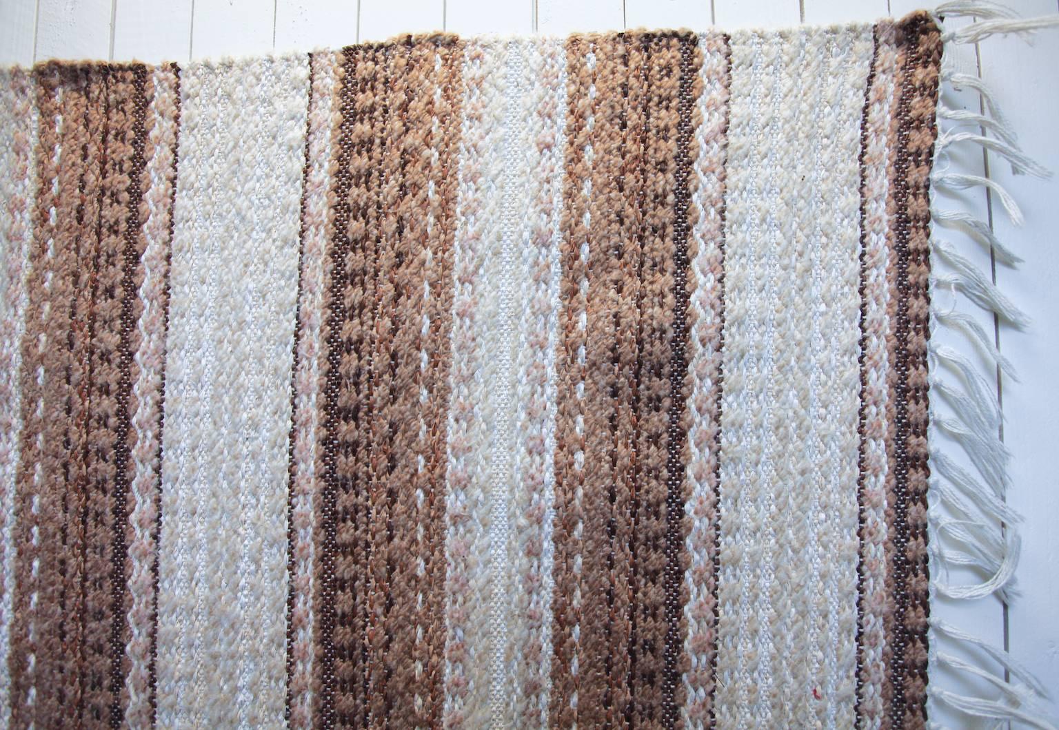 Scandinavian Modern Swedish Traditional Handwoven Cotton Rug Rag, Probably from the 1960s For Sale