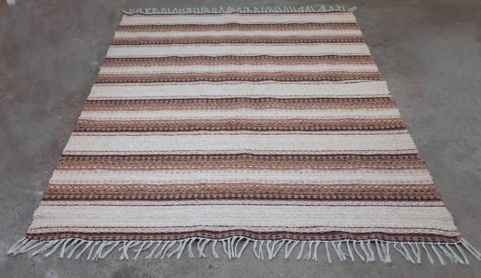 Hand-Woven Swedish Traditional Handwoven Cotton Rug Rag, Probably from the 1960s For Sale