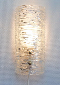 Single Orrefors Scandinavian Modern Textured Glass Sconce by Gunnar Fagerlund