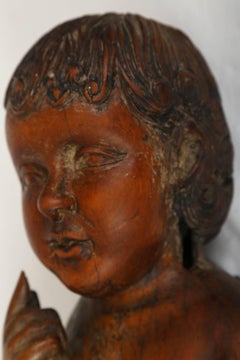 Wooden Sculpture of Jesus as a Child, Symbolic Gesture, France 18th Century