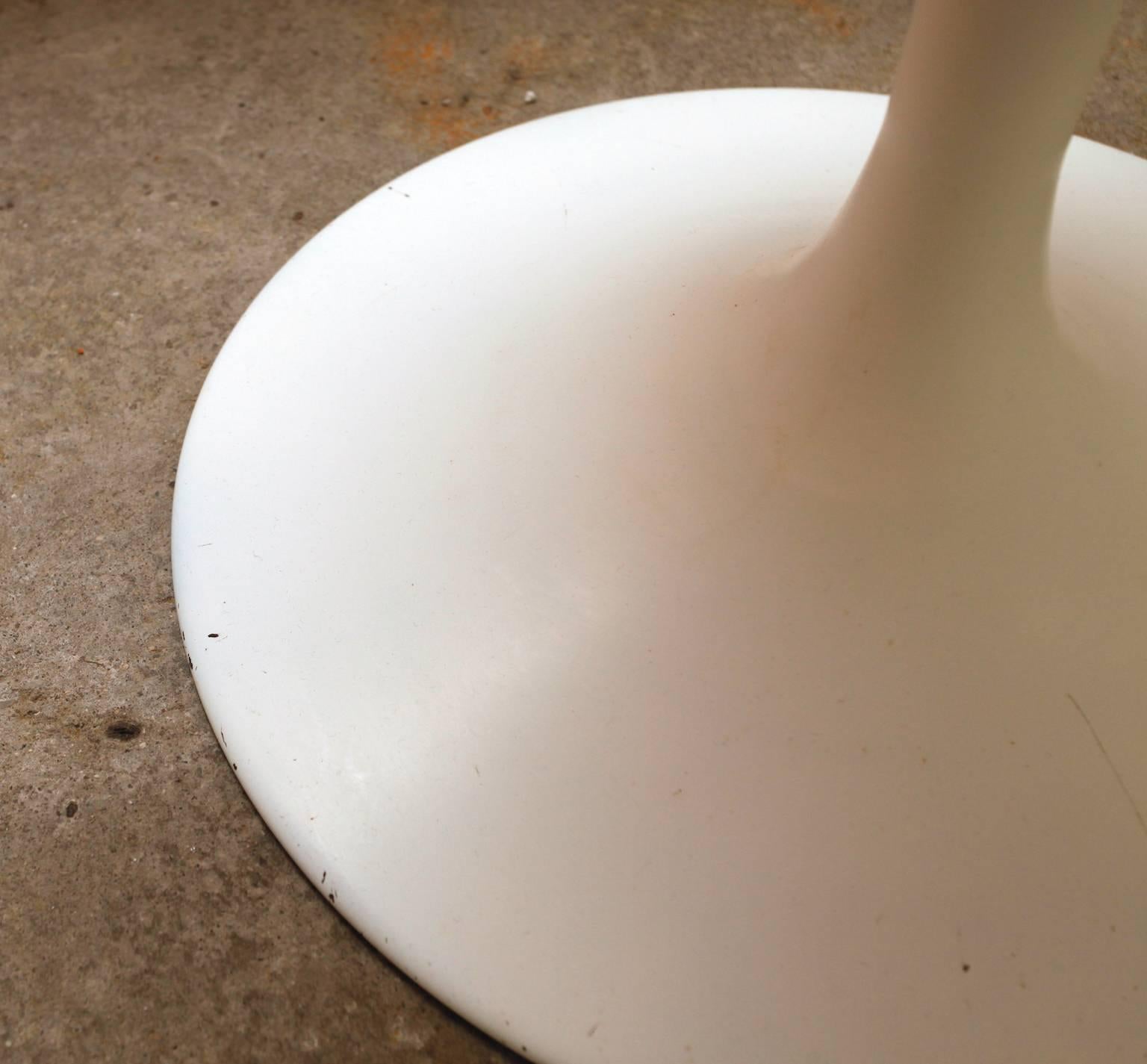 Faux Leather Börje Johanson Orange Leather Venus Chair on White Tulip Foot, Sweden, 1960s For Sale