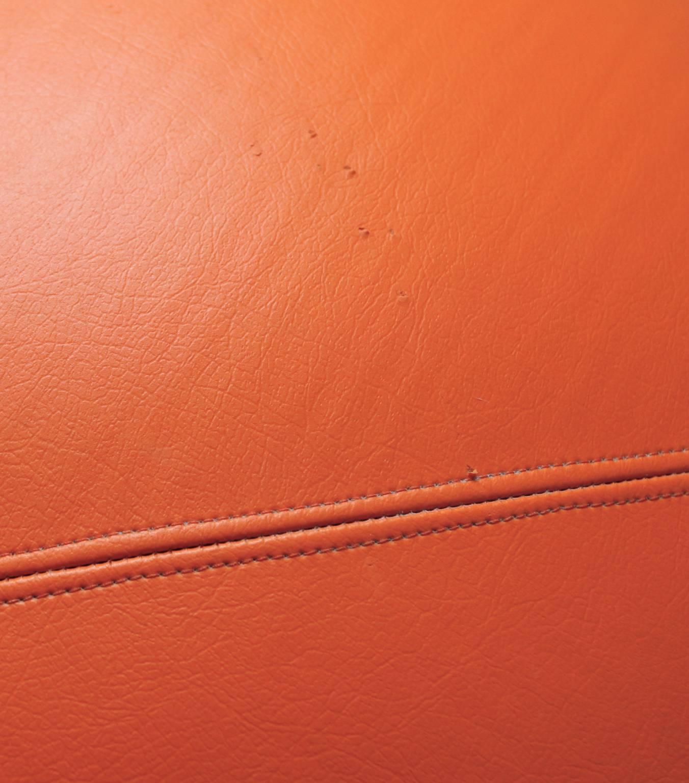 Börje Johanson Orange Leather Venus Chair on White Tulip Foot, Sweden, 1960s For Sale 1