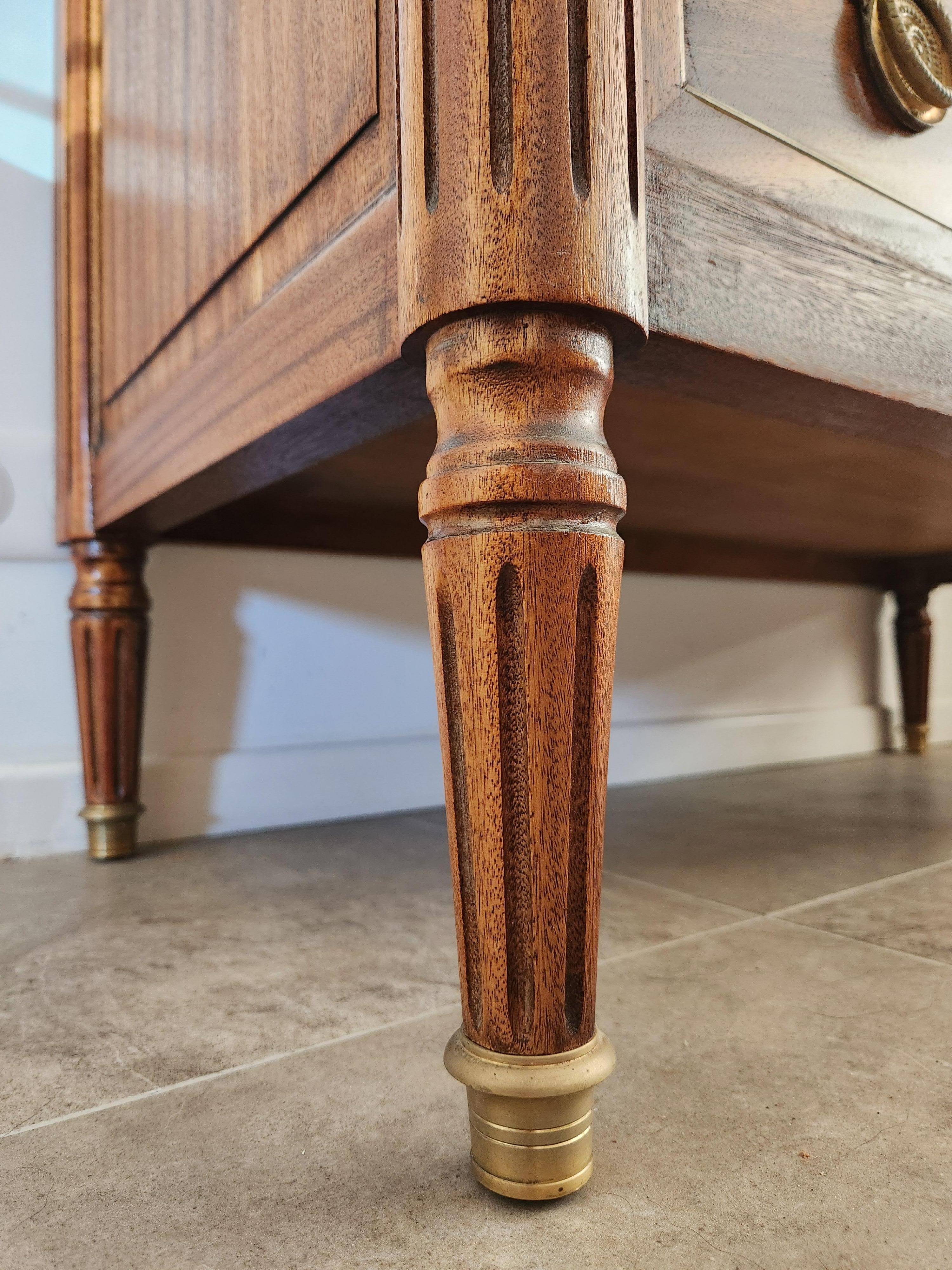 Antique French Louis XVI Commode Chest Of Drawers, Marble & Bronze For Sale 1