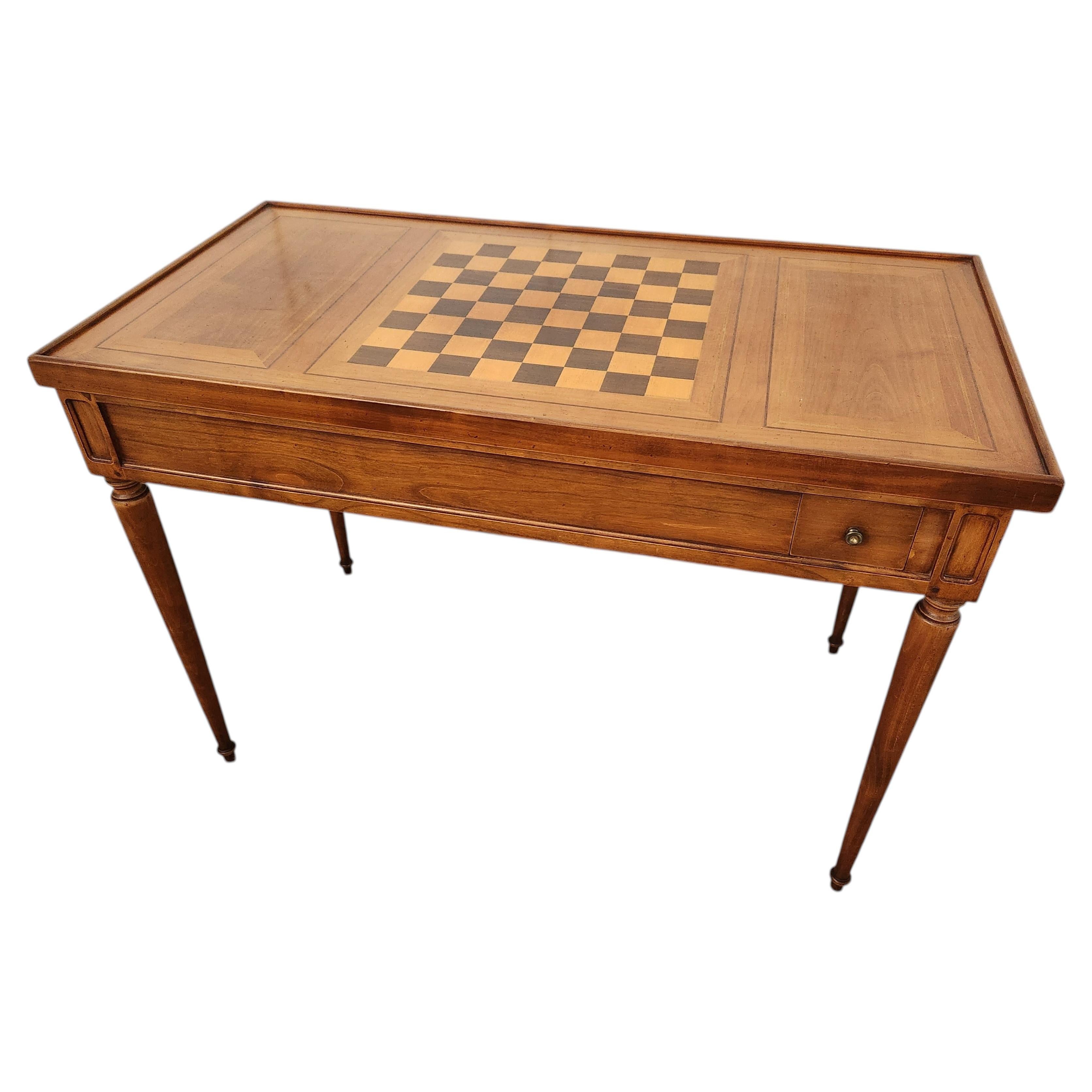 Antique 19th French Louis XVI Game Table, Chess, Backgammon & Cards
