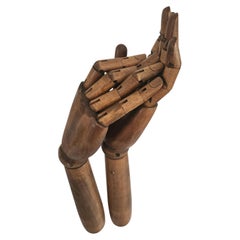 Wooden pair of articulated hands, 1960's.