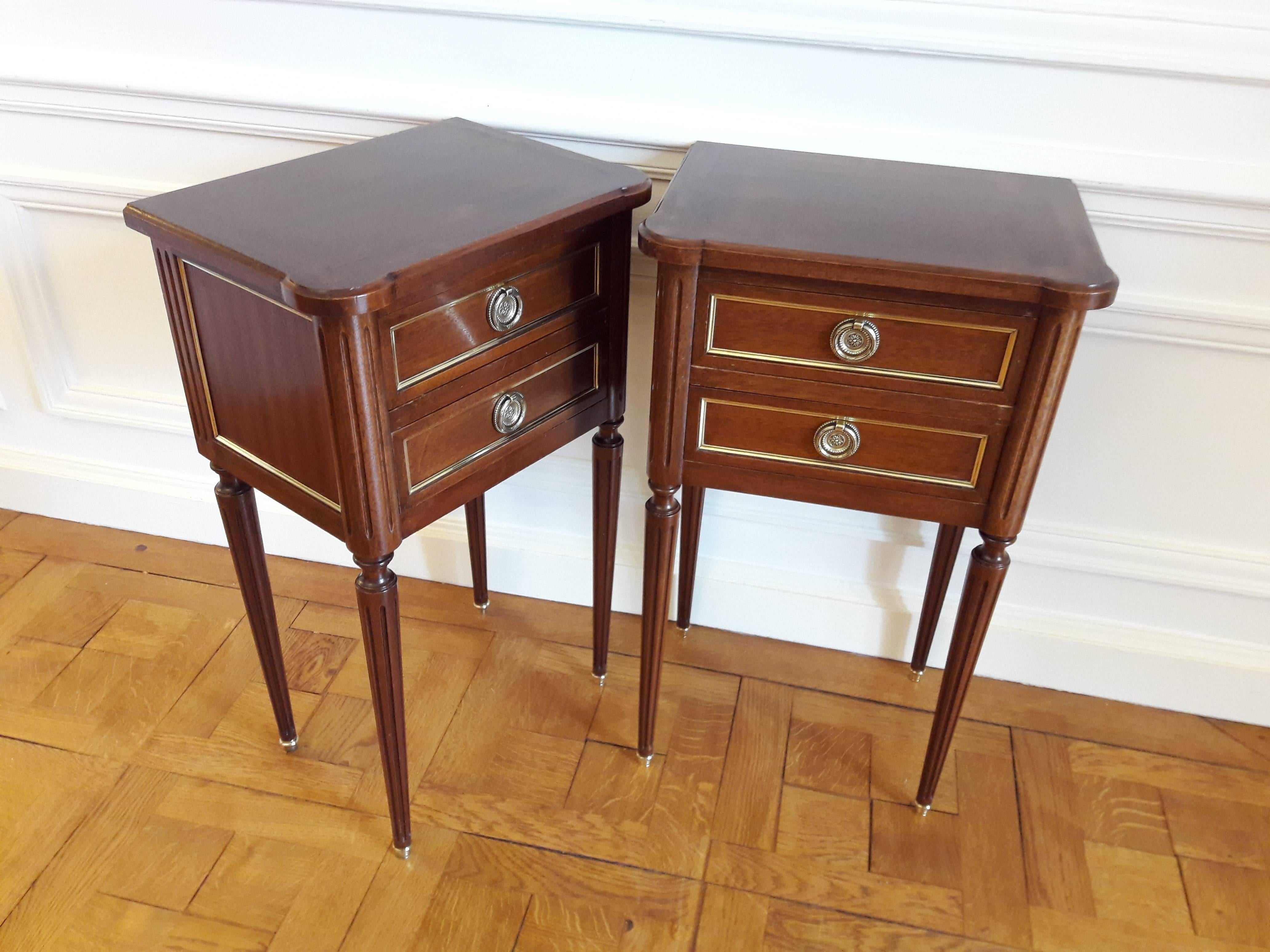 Pair of French Louis XVI Style Marble Nightstands 4