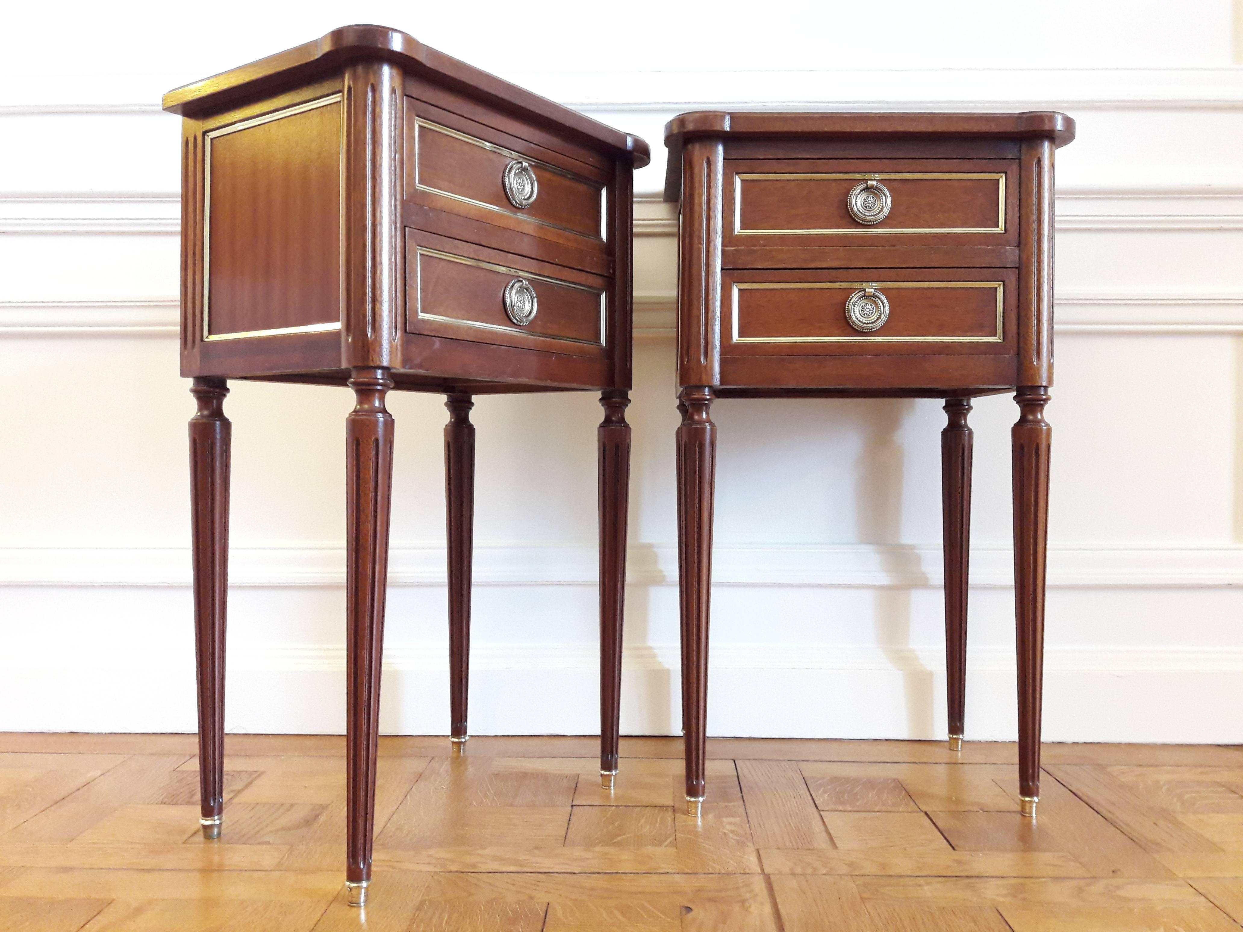 Pair of French Louis XVI Style Marble Nightstands 3