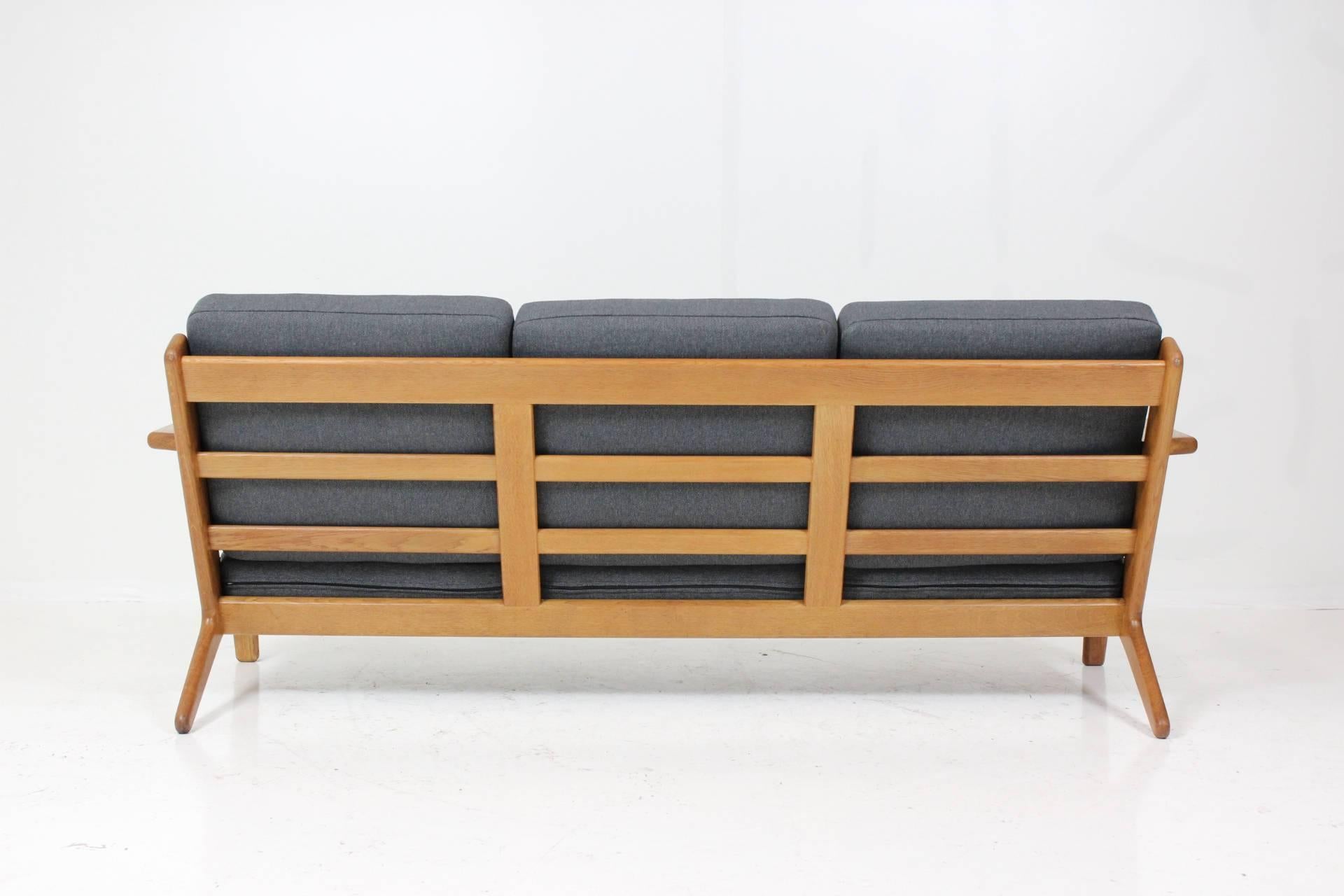 Oiled Hans J. Wegner Three-Seat Sofa Produced by GETAMA in Denmark, Model GE-290