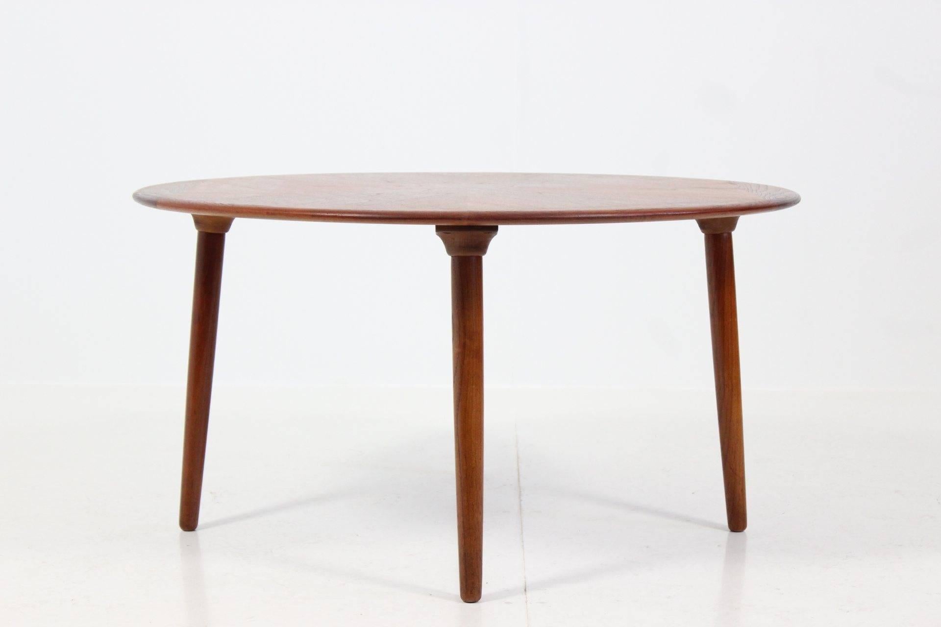 Scandinavian Modern Henry W. Klein Geometric Pattern Round Teak Coffee Table for Bramin