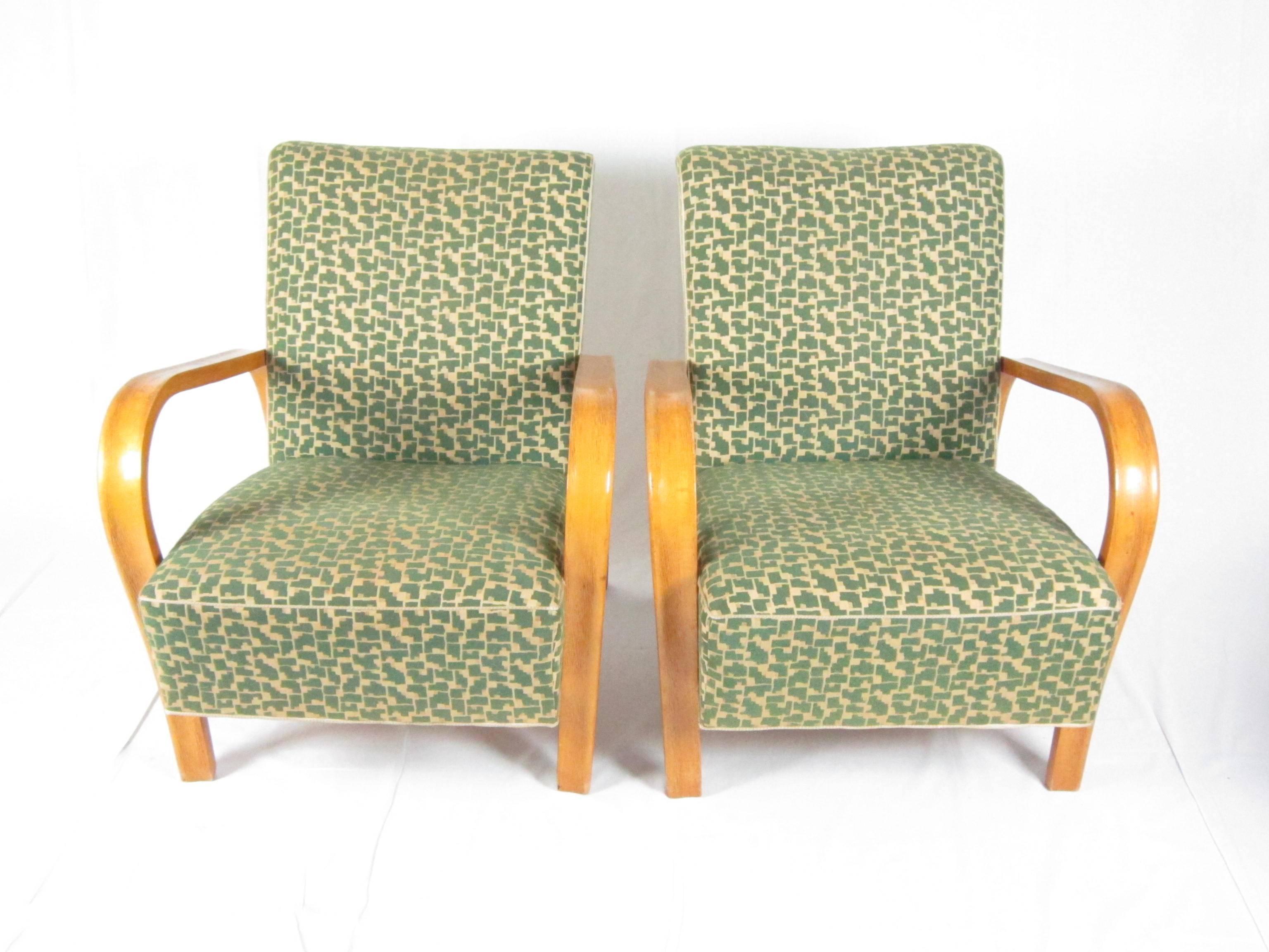 Czech Pair of Armchairs by Jindřich Halabala for UP Závody Brno, the 1940