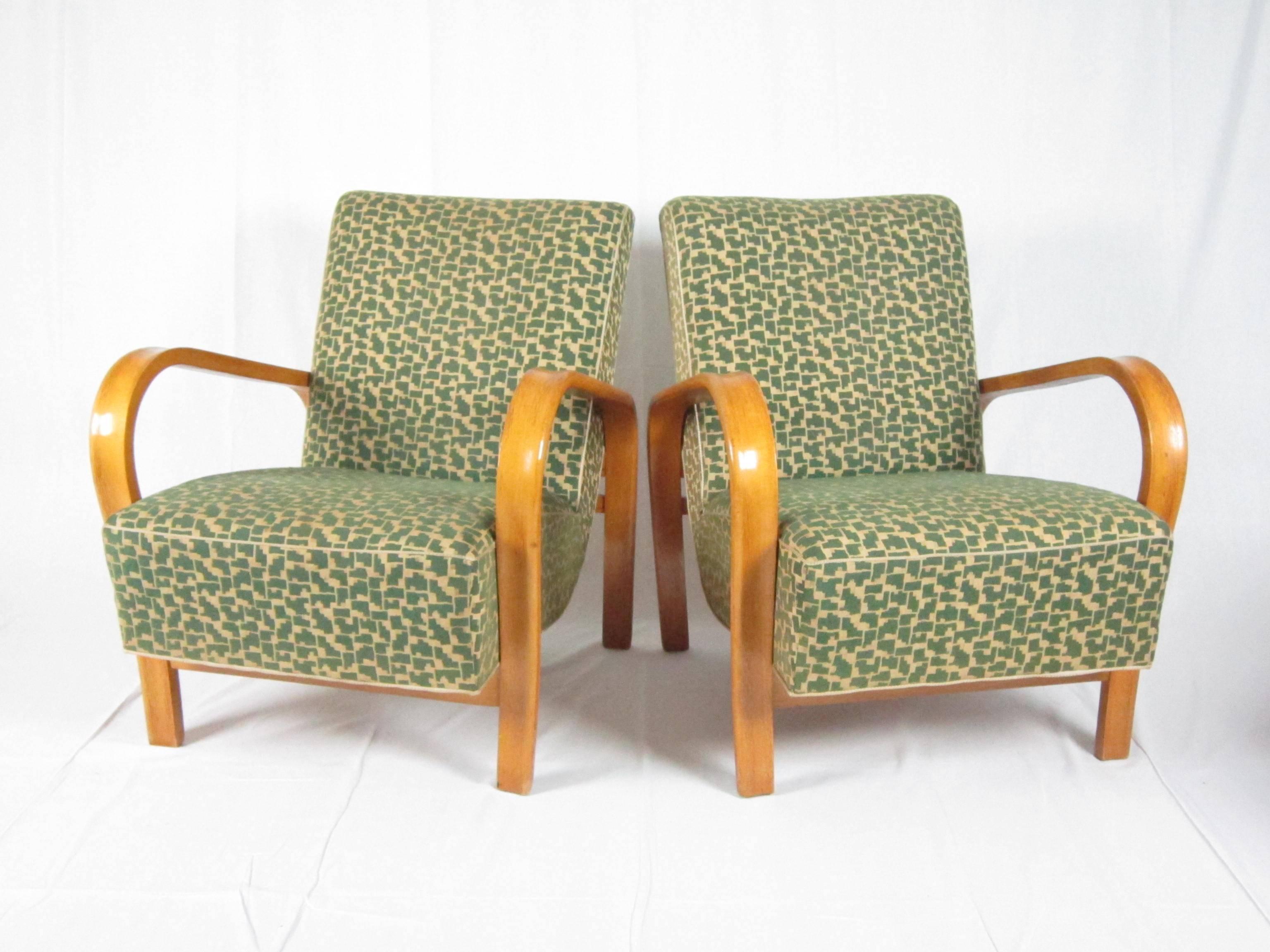 Pair of Armchairs by Jindřich Halabala for UP Závody Brno, the 1940 1