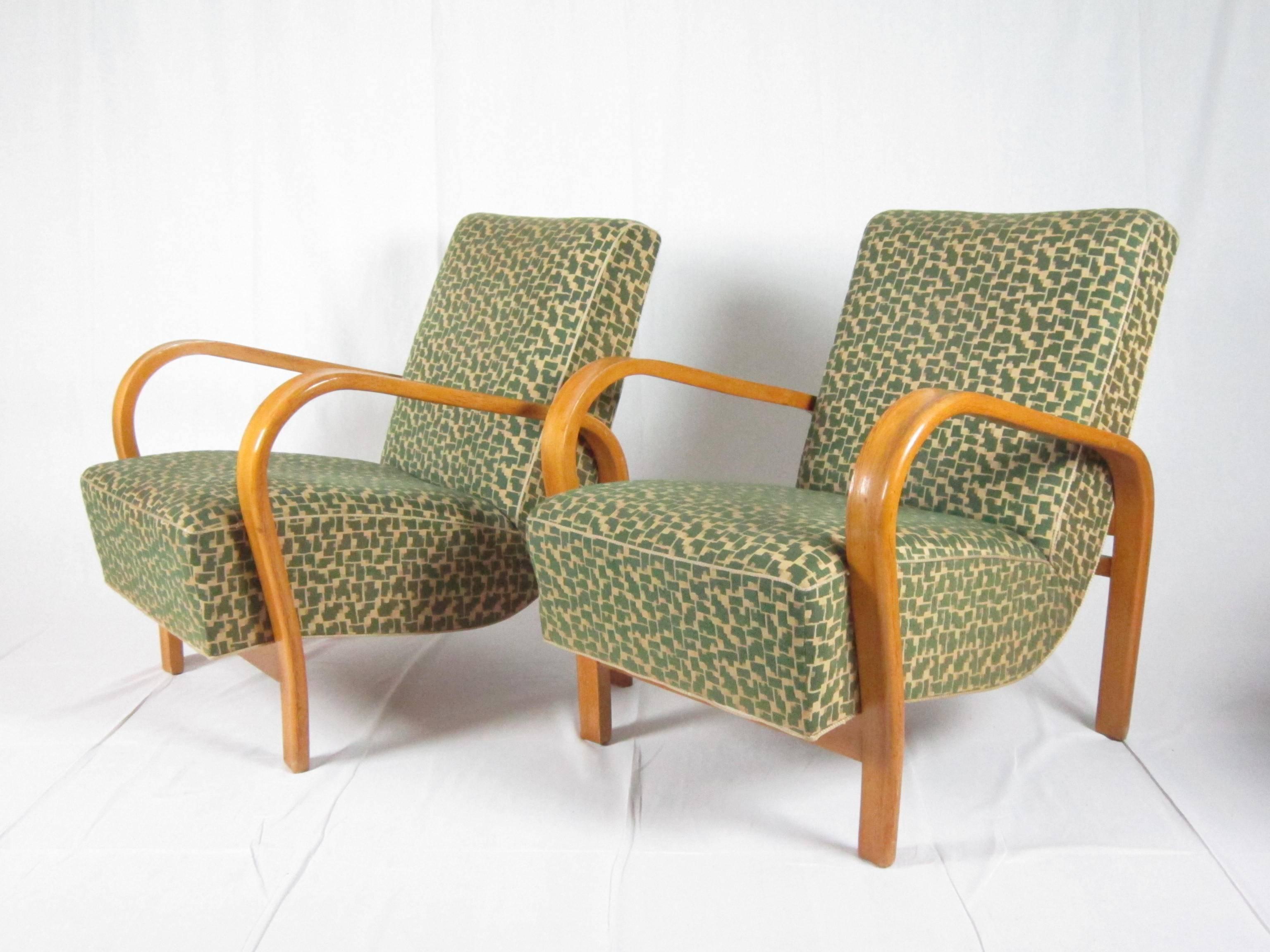 Pair of Armchairs by Jindřich Halabala for UP Závody Brno, the 1940 2