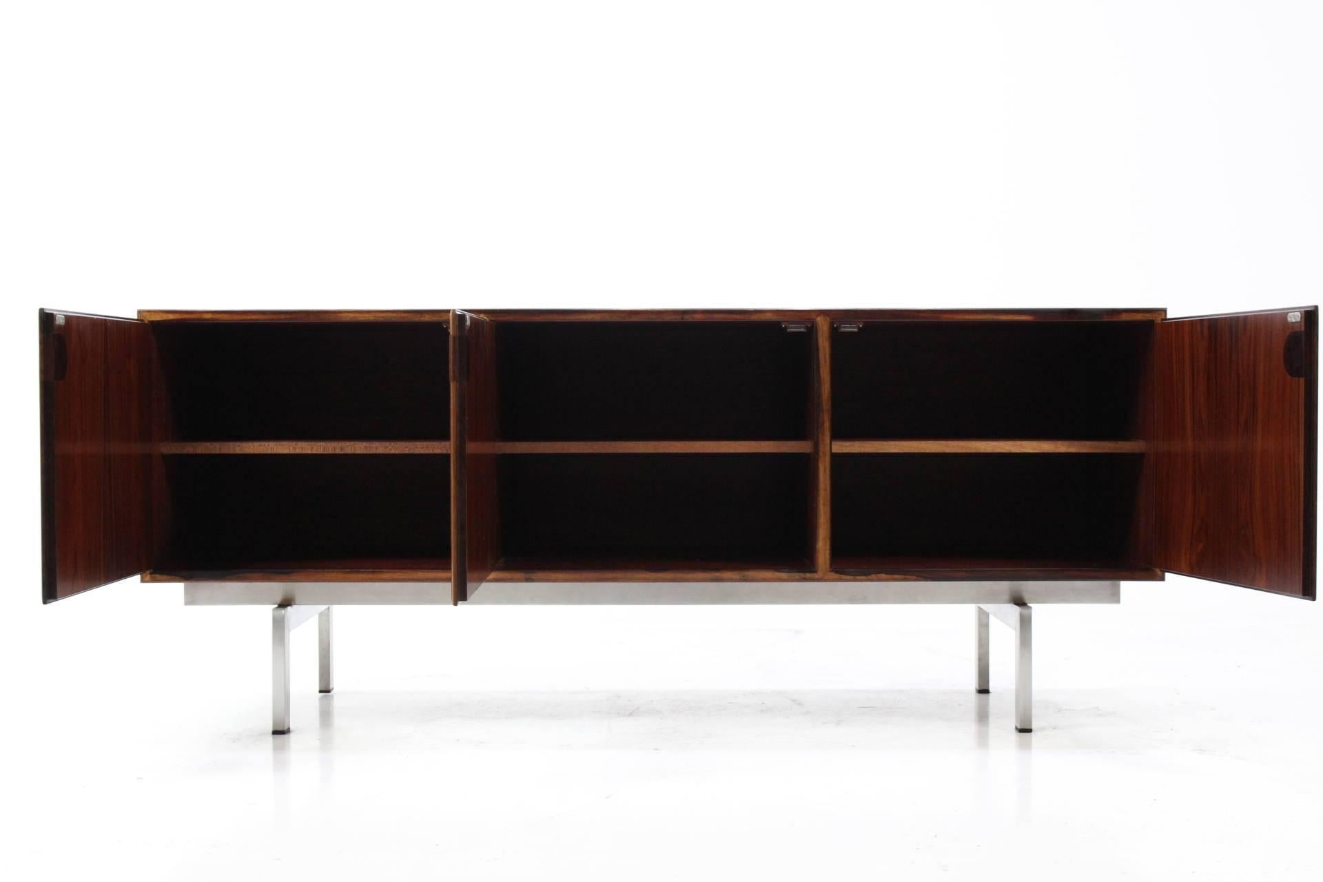 Svend Ellekjær Palisander Sideboard on Inox Steel Base, 1960 In Good Condition In Praha, CZ