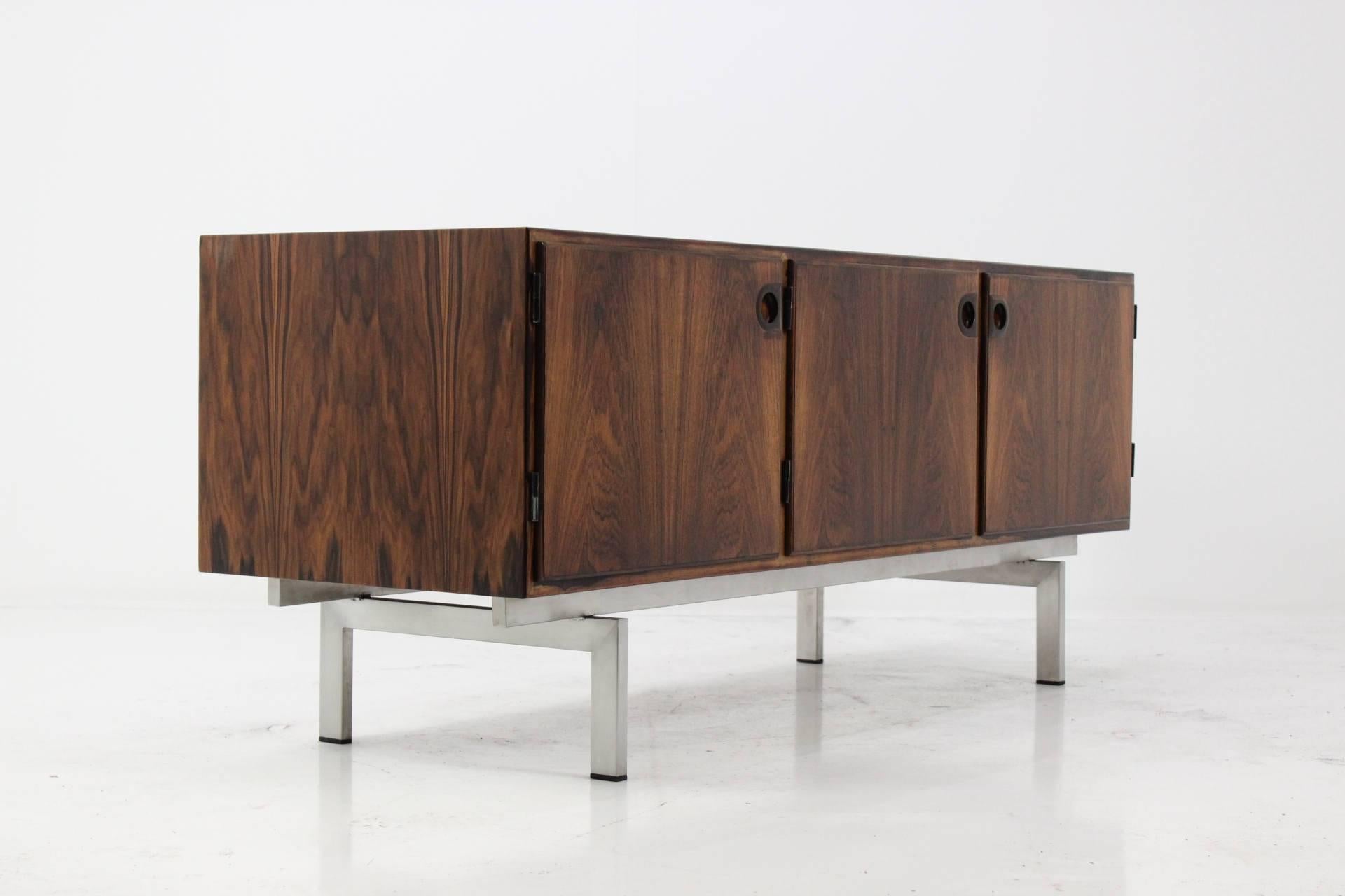 Mid-20th Century Svend Ellekjær Palisander Sideboard on Inox Steel Base, 1960