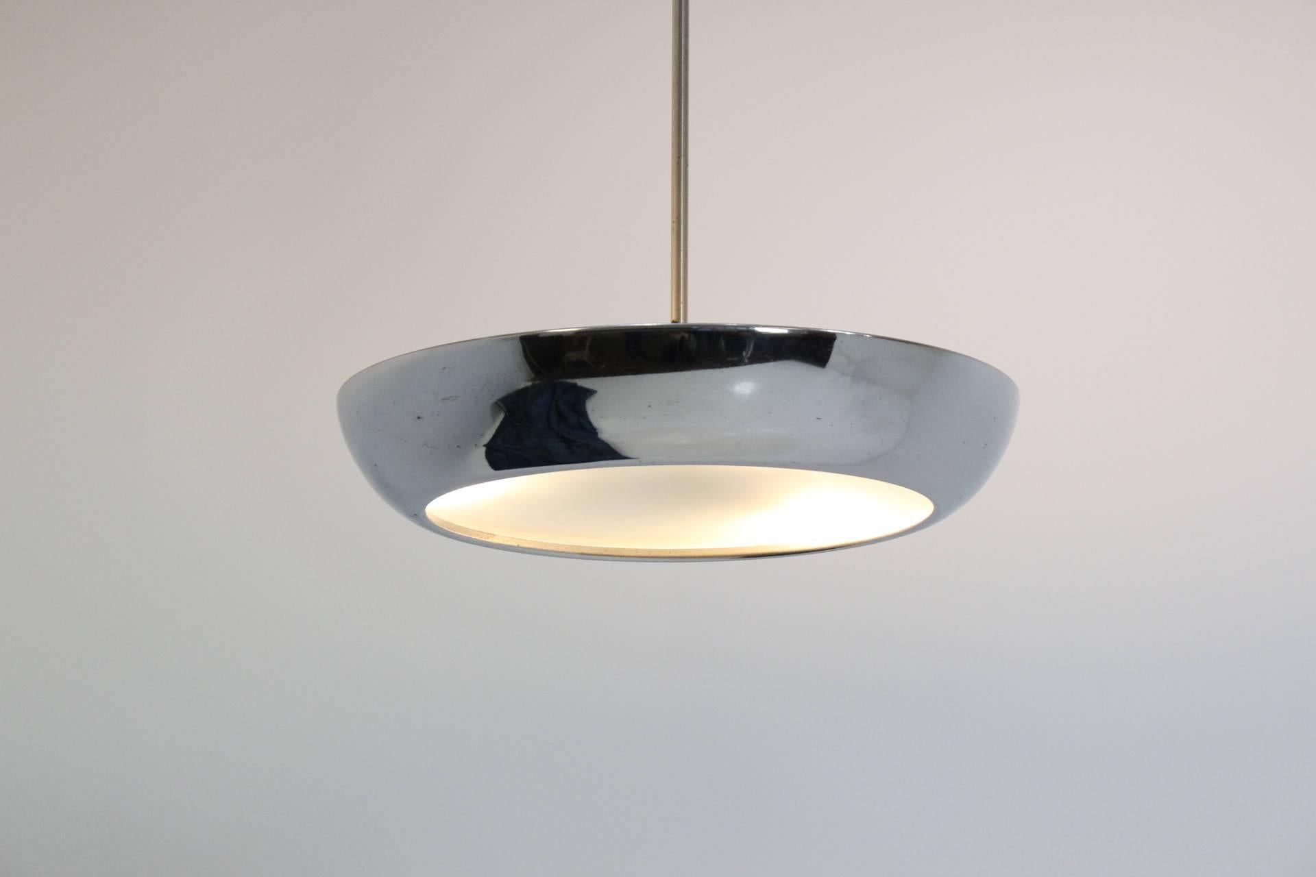 Chrome and glass pendant lamp by Josef Hurka for Napako made in Czech Republik
Pendant lamp have three bakelite E27 lampholders
The lamp has new wires and is in excellent condition.