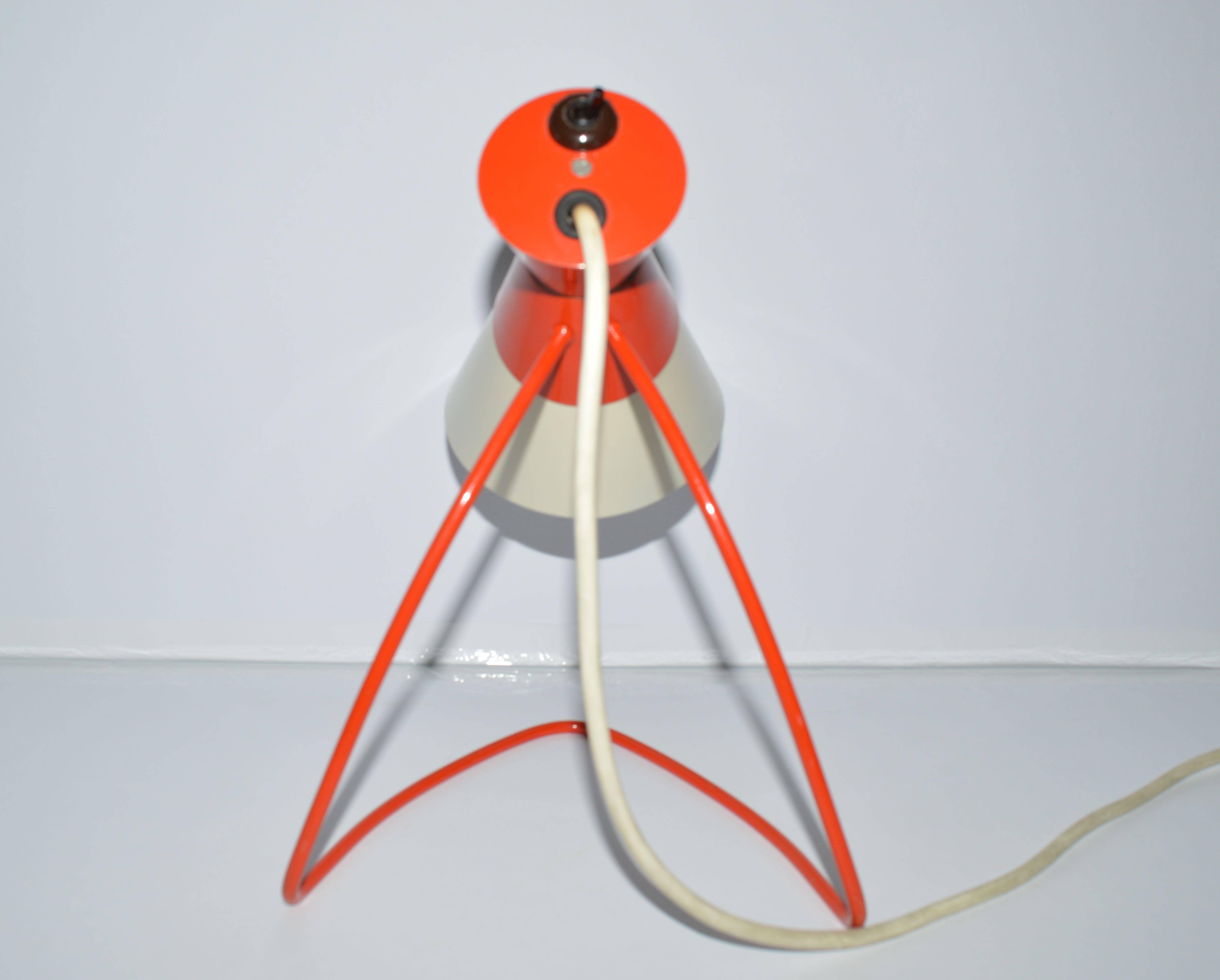 Czech Napako Mid-Century Red and White Table Lamp, Josef Hurka, 1950s For Sale